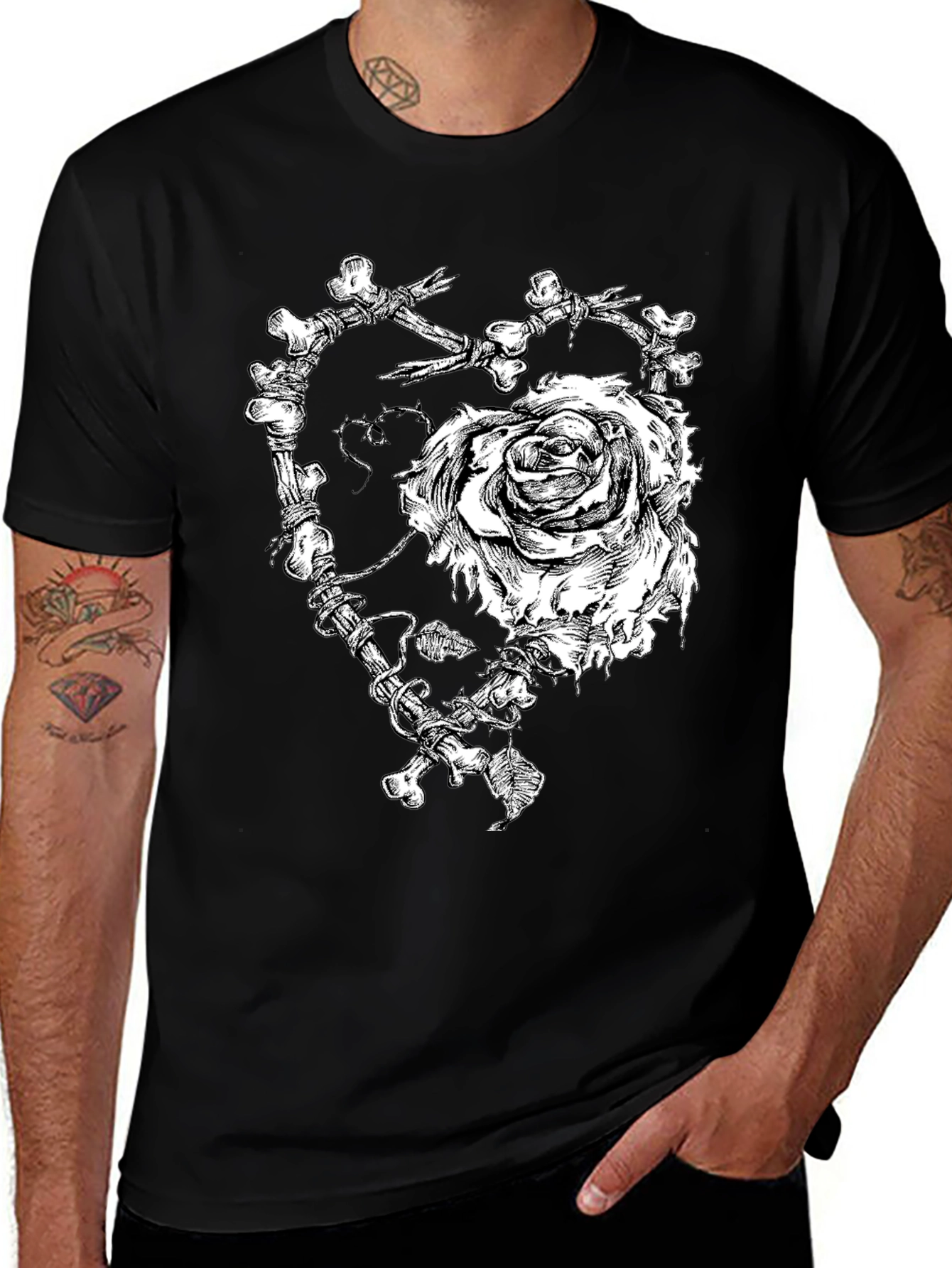 Variant 22 of Bone Rose Heart Graphic T-Shirt