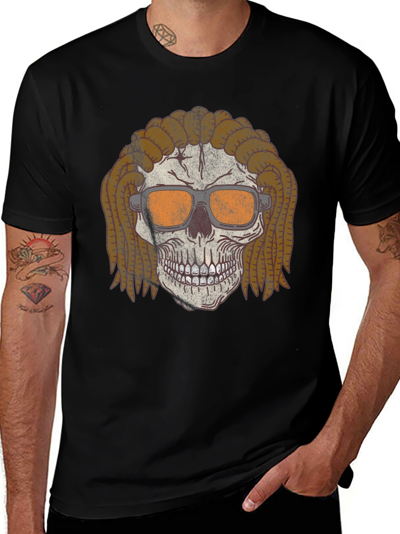 Variant 6 of Skull with Dreadlocks Graphic T-Shirt - Unique Design