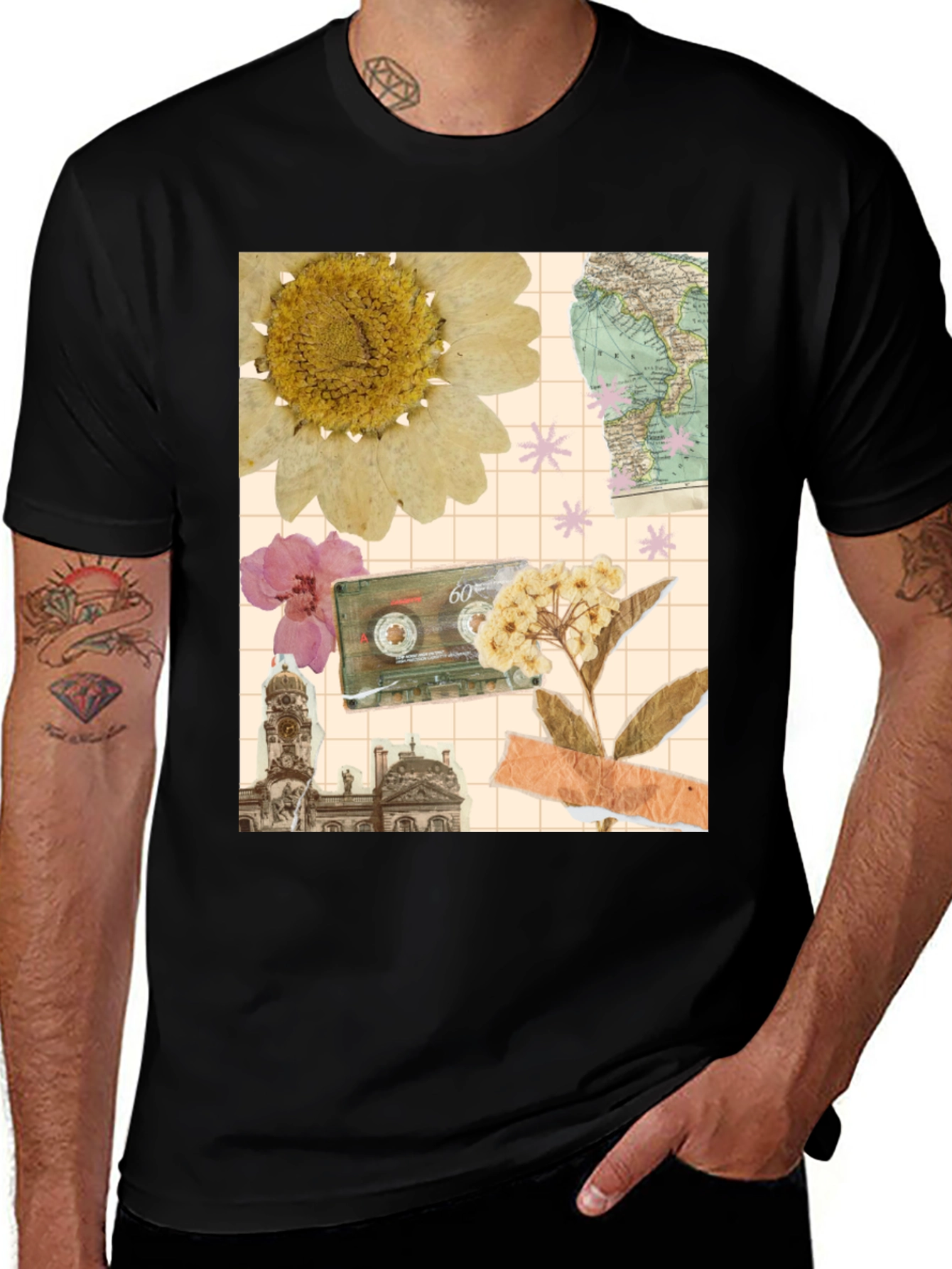 Variant 17 of Vintage Floral Collage Graphic Tee
