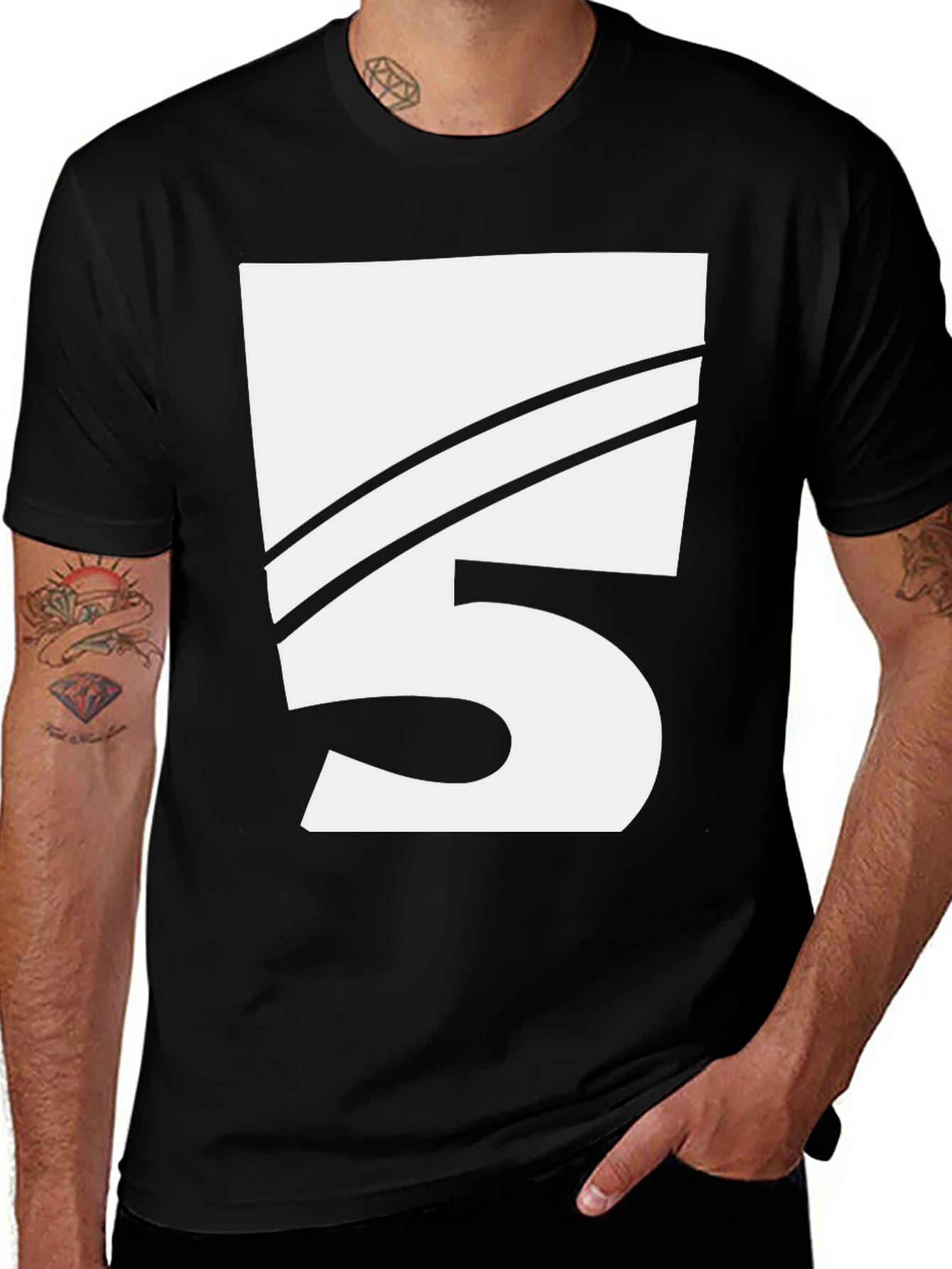 Variant 26 of Bold Number 5 Graphic Tee - Black