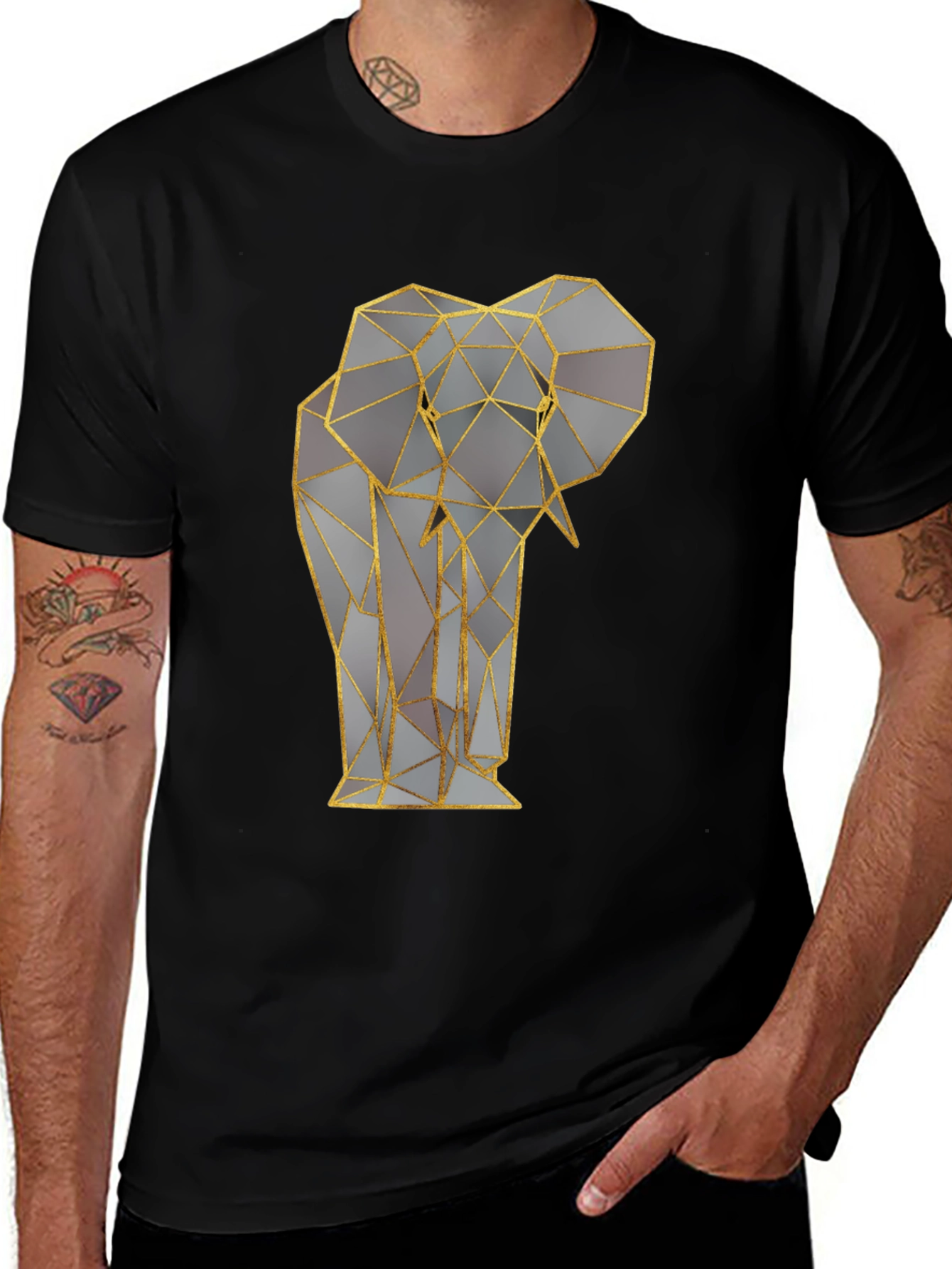 Variant 11 of Geometric Elephant Graphic Tee - Stylish Animal Print Shirt