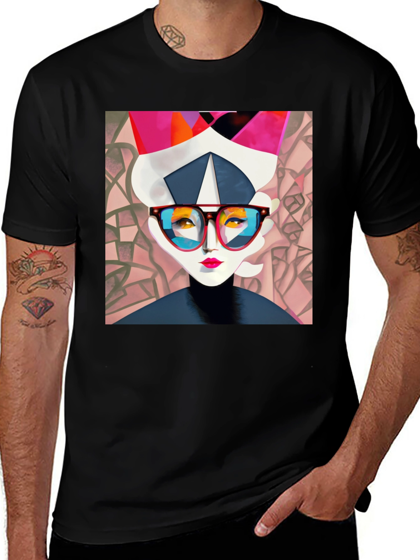Variant 12 of Abstract Woman Graphic Print Black Tee