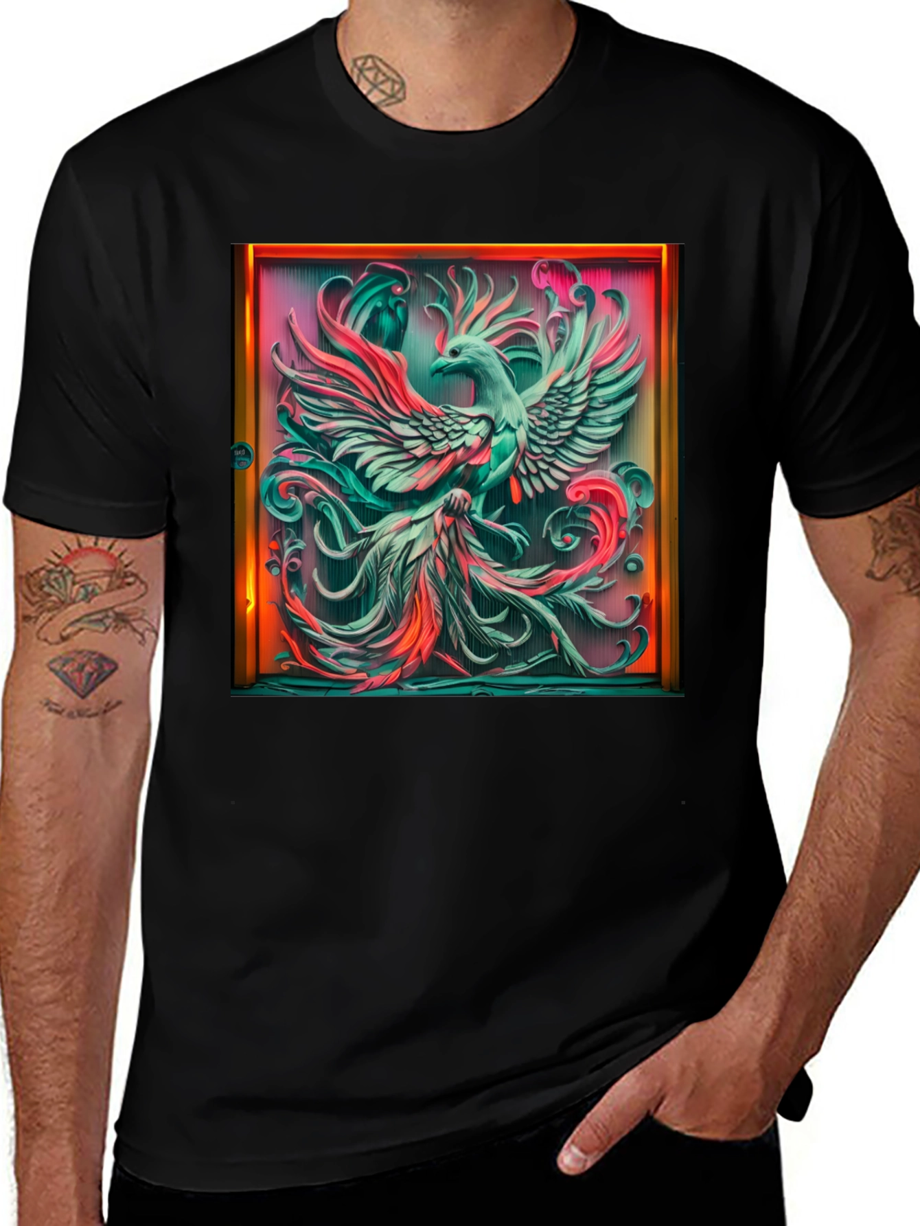 Variant 25 of Phoenix Graphic Tee - Colorful Bird Design