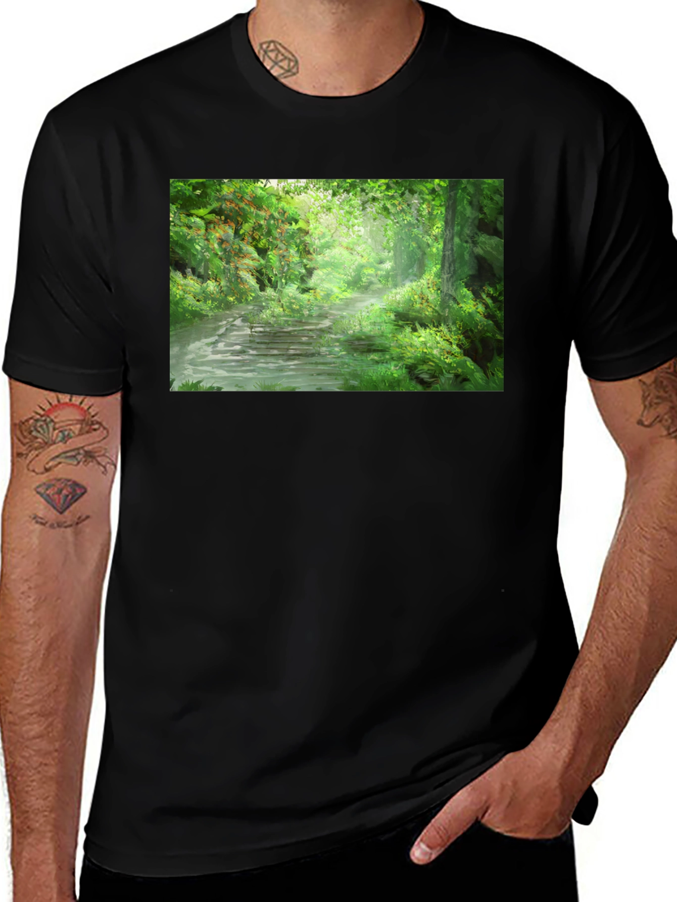 Variant 8 of Nature Path T-Shirt - Lush Forest Scene