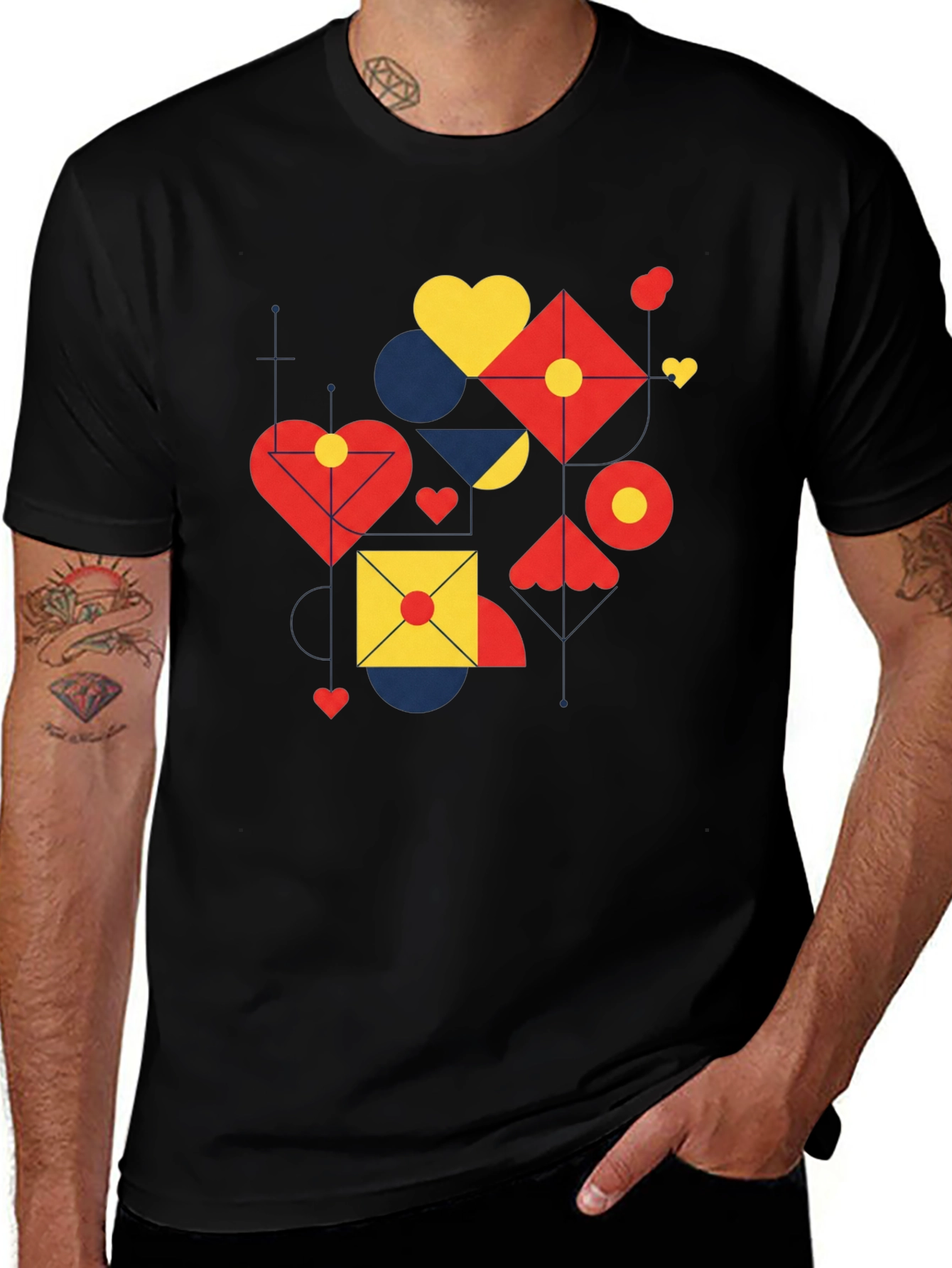 Variant 22 of Geometric Heart Graphic Black Tee