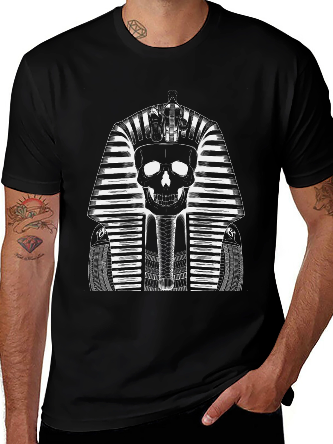 Variant 16 of Skull Pharaoh Graphic Tee - Black Cotton T-Shirt