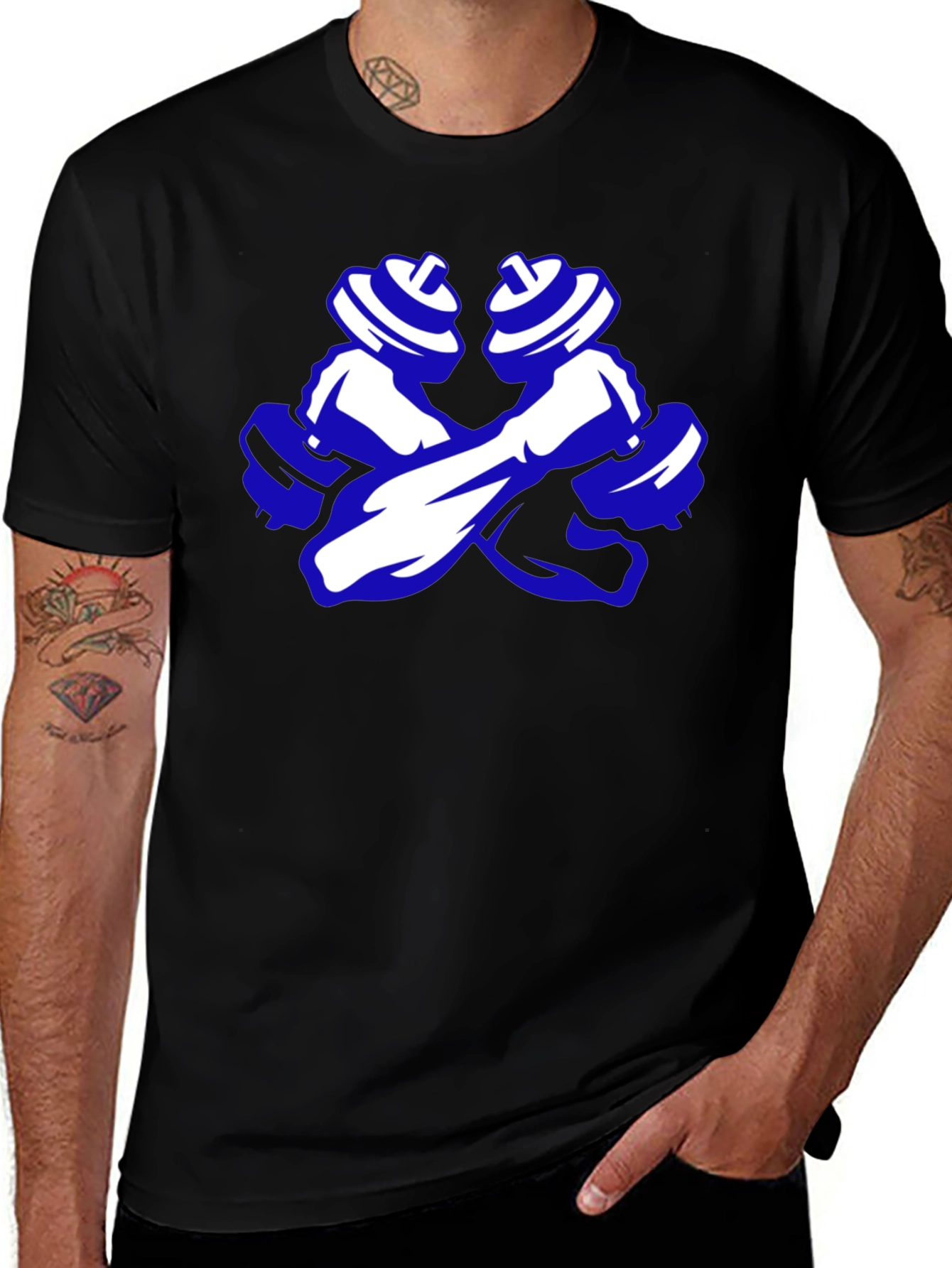 Weightlifting T-Shirt: Crossed Dumbbells Graphic Tee