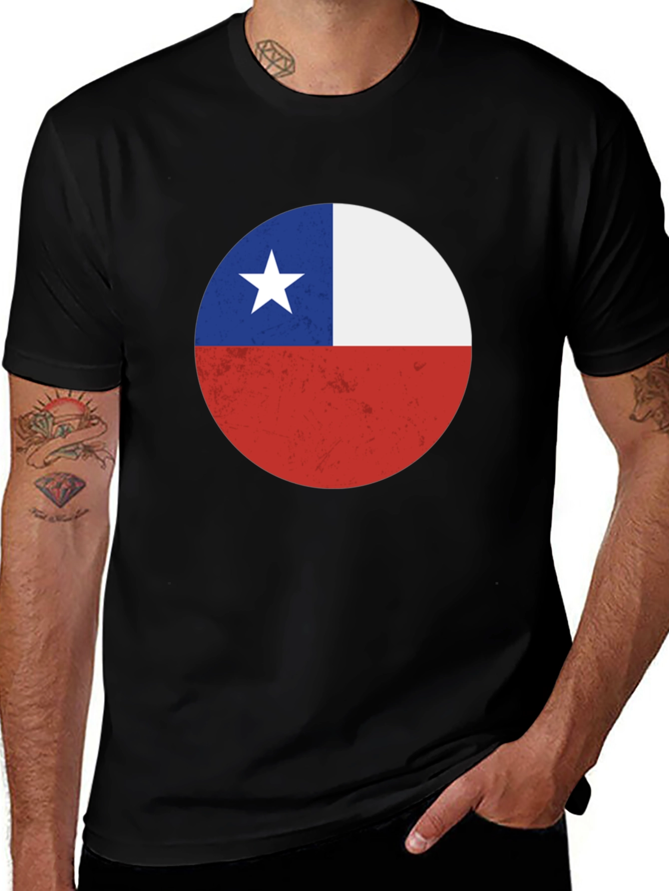 Variant 26 of Chile Flag Graphic T-Shirt - Black