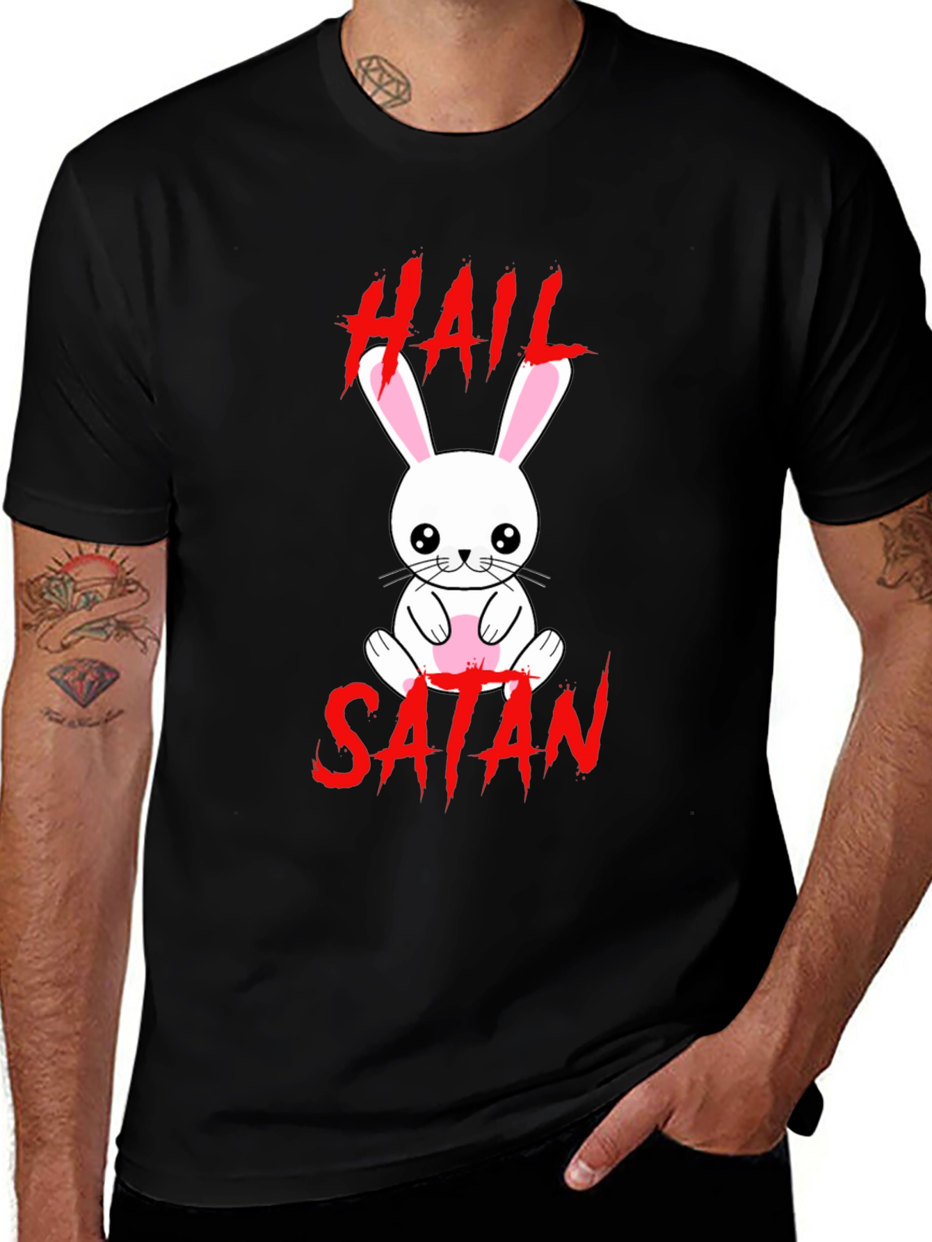 Hail Satan Funny Bunny T-Shirt - Unisex