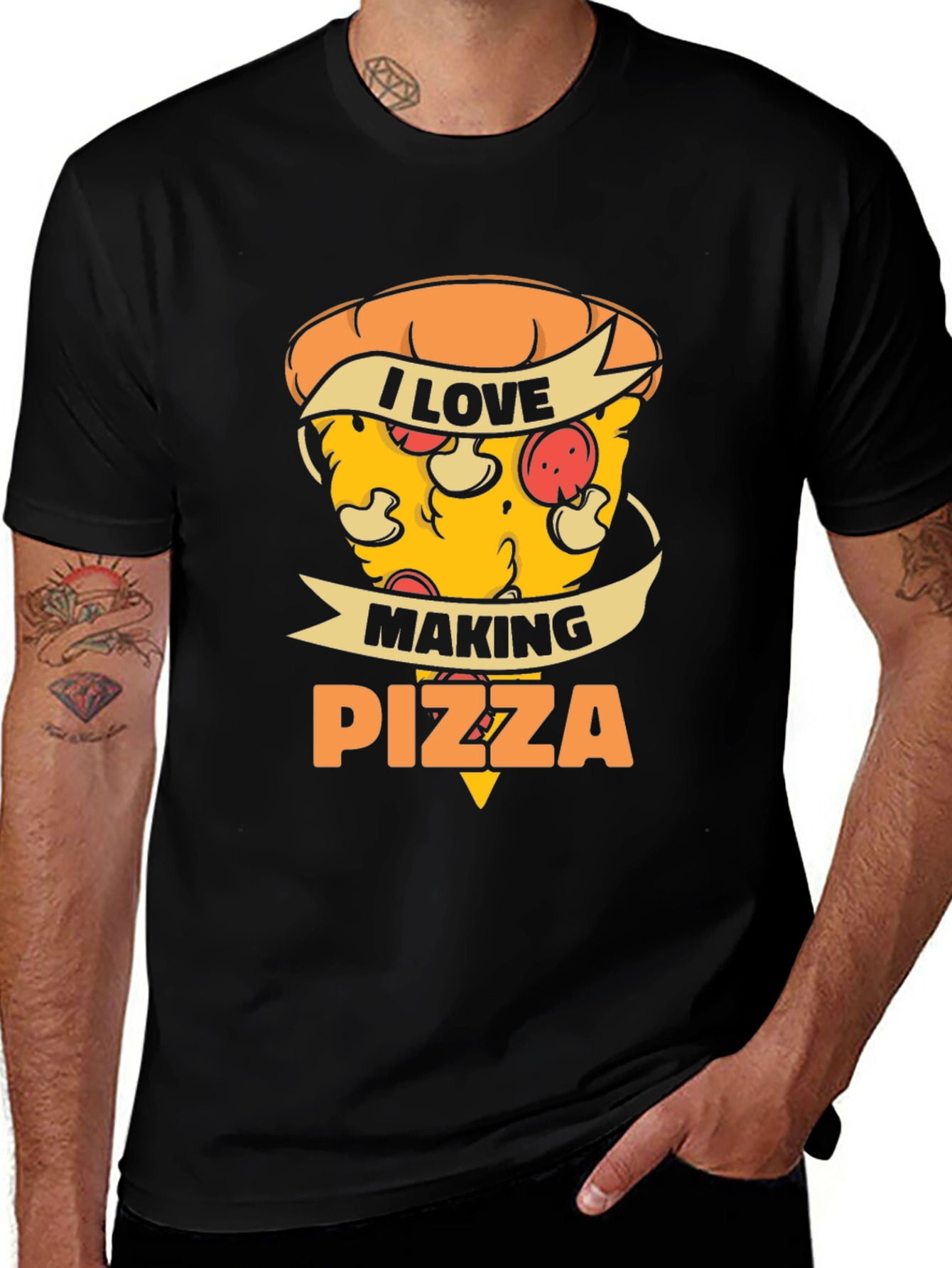 Variant 7 of I Love Making Pizza T-Shirt - Black