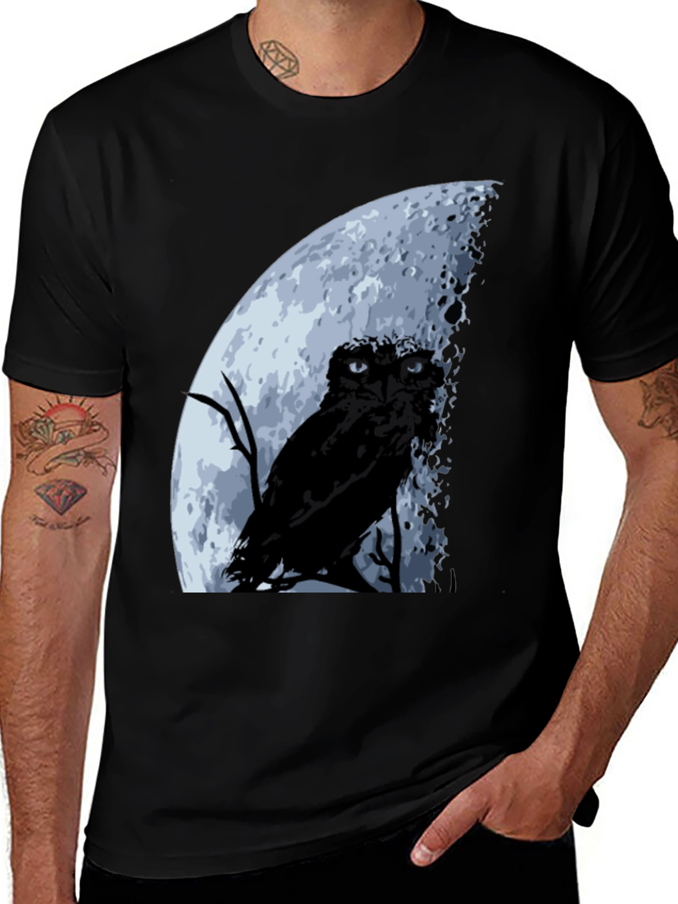 Variant 21 of Owl & Moon Graphic T-Shirt - Night Sky Tee