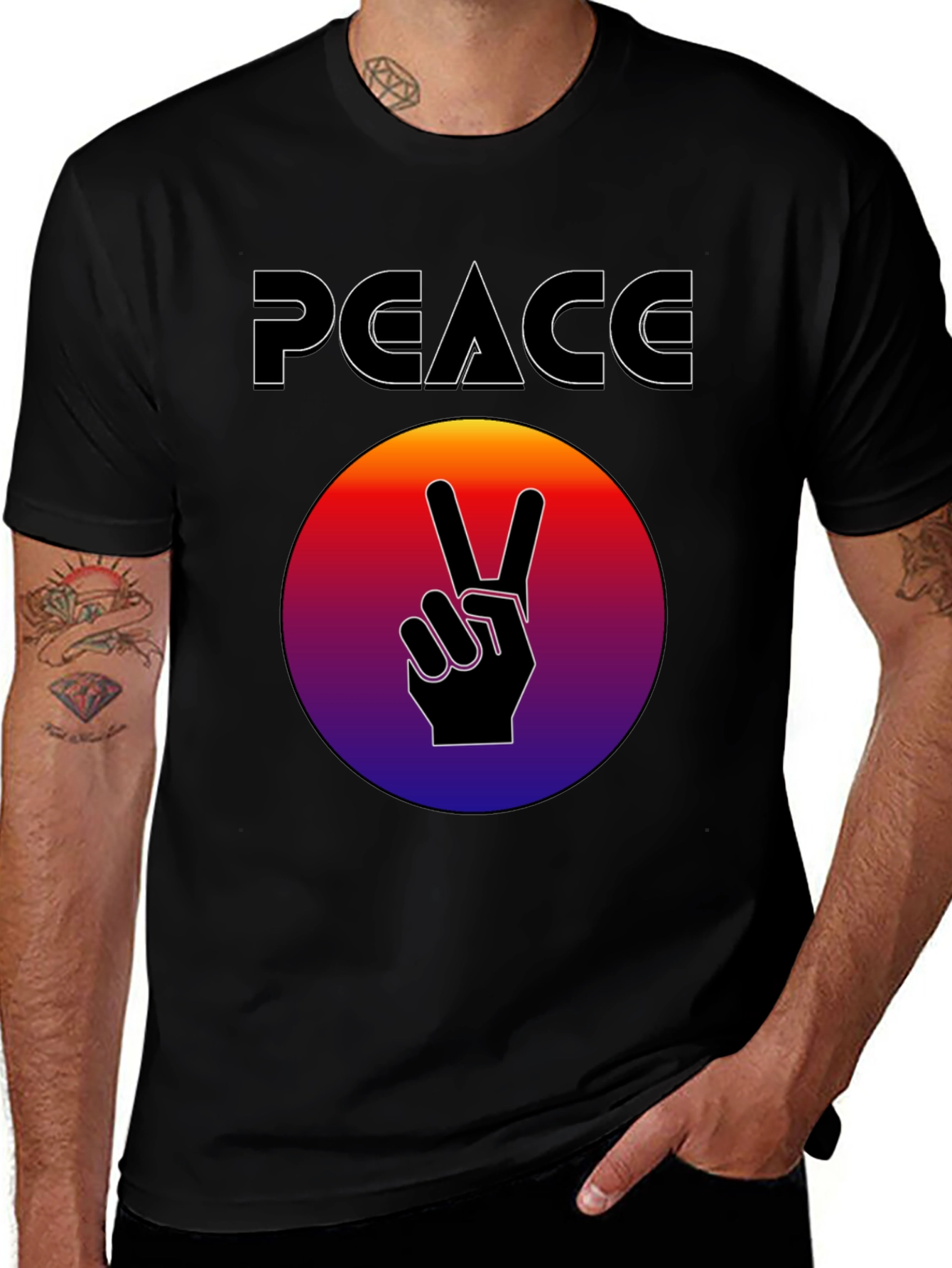 Variant 29 of Peace Sign Graphic T-Shirt - Retro Style