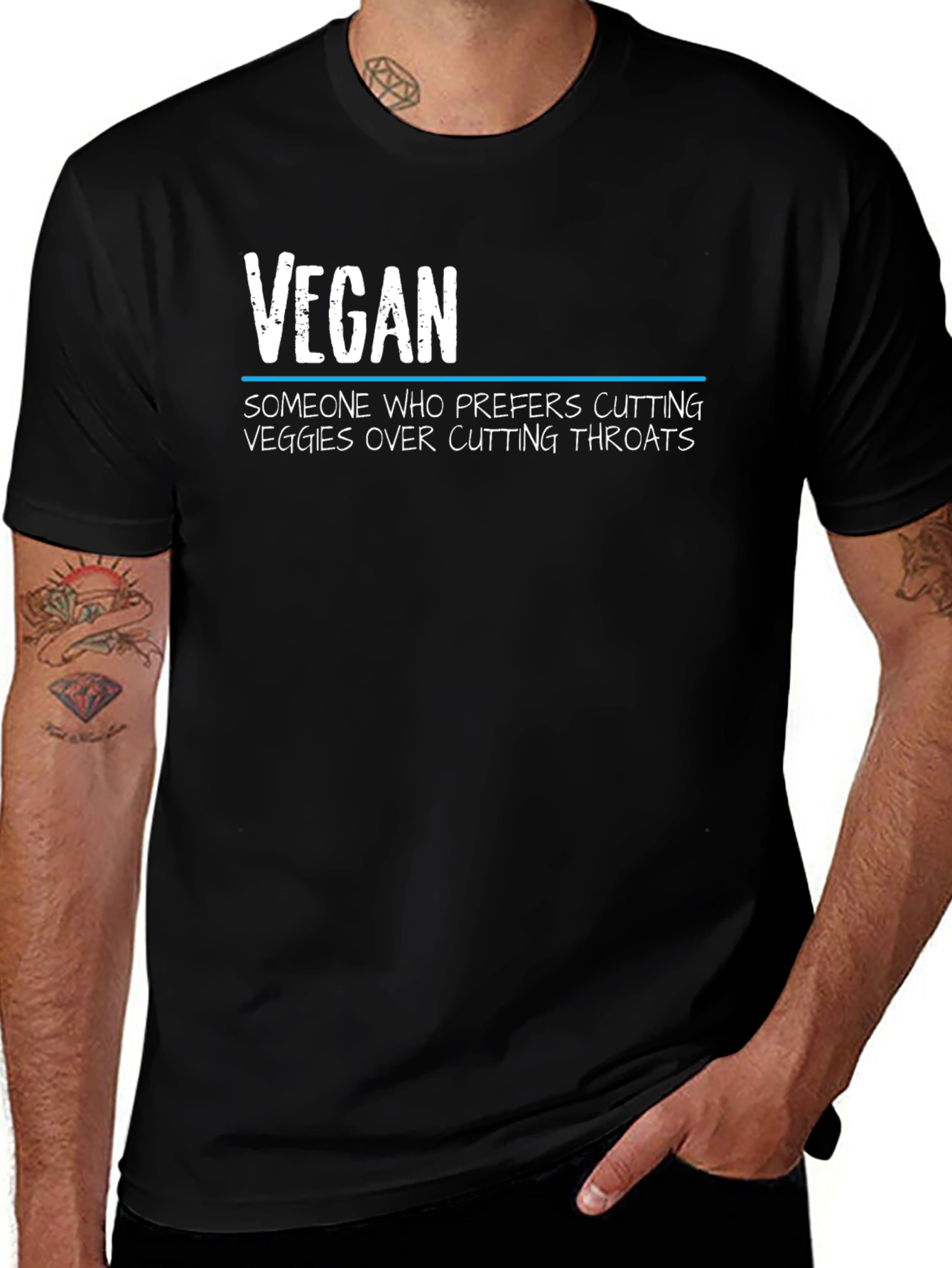 Variant 25 of Vegan Statement Graphic Tee - Cutting Veggies