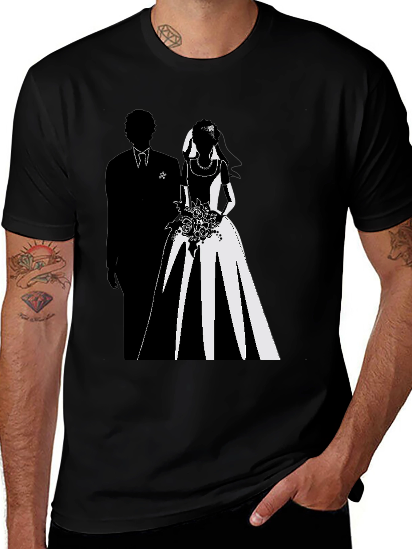 Variant 10 of Elegant Bride & Groom Graphic Black T-Shirt