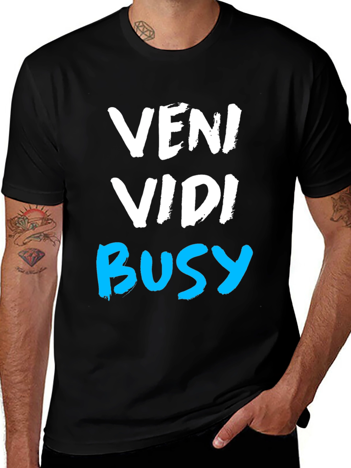 Variant 6 of Veni Vidi Busy Graphic Tee - Black Casual T-Shirt