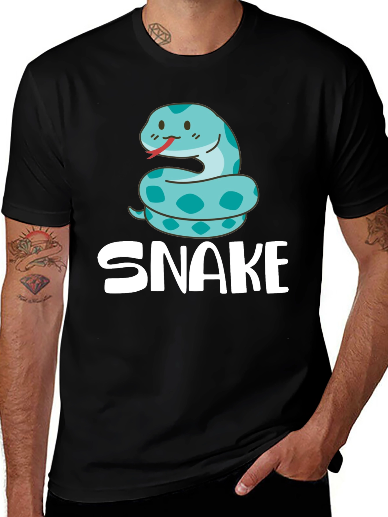Variant 2 of Cute Cartoon Snake T-Shirt - Black
