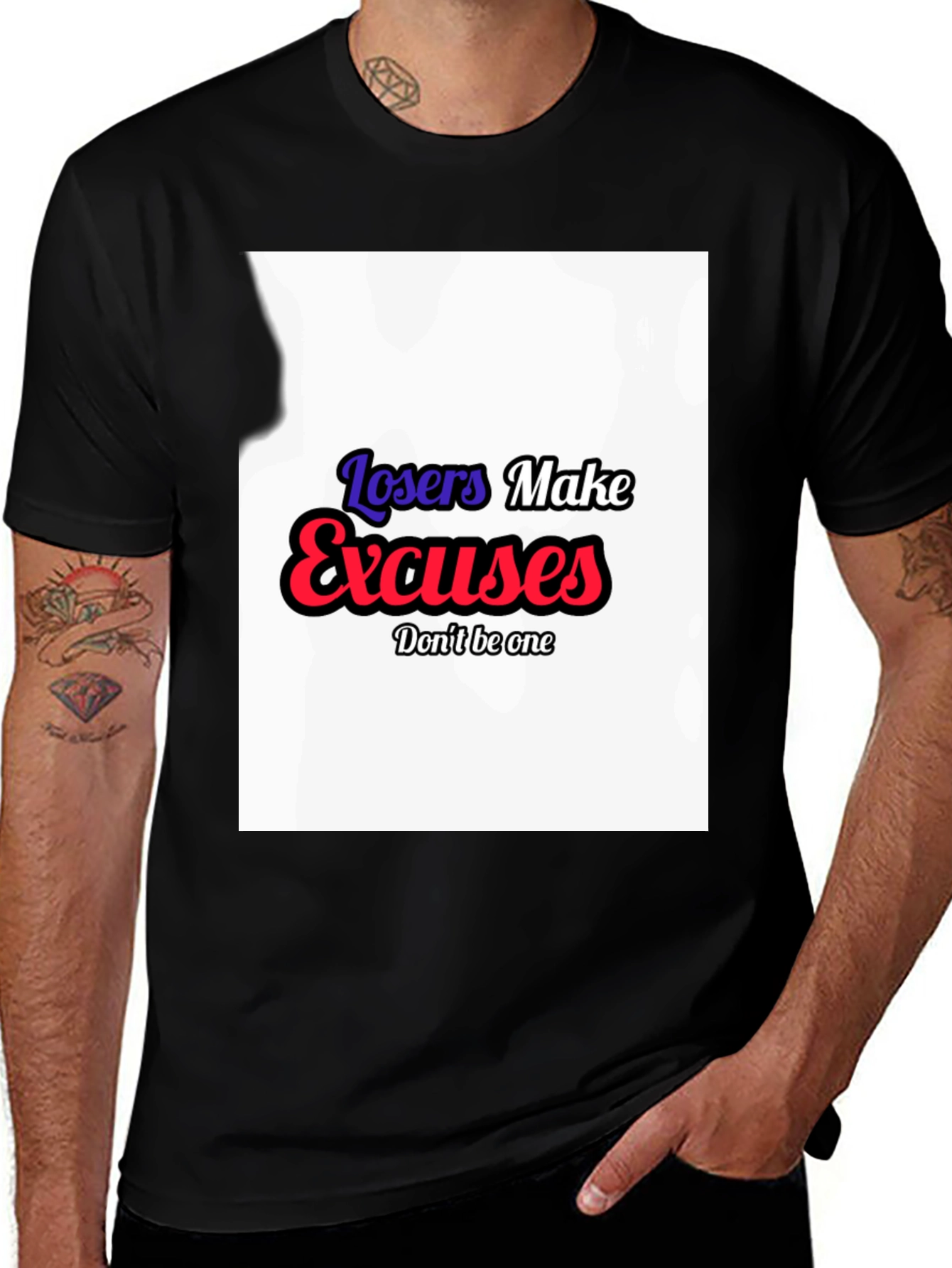 Variant 25 of Losers Make Excuses Graphic Tee - Black