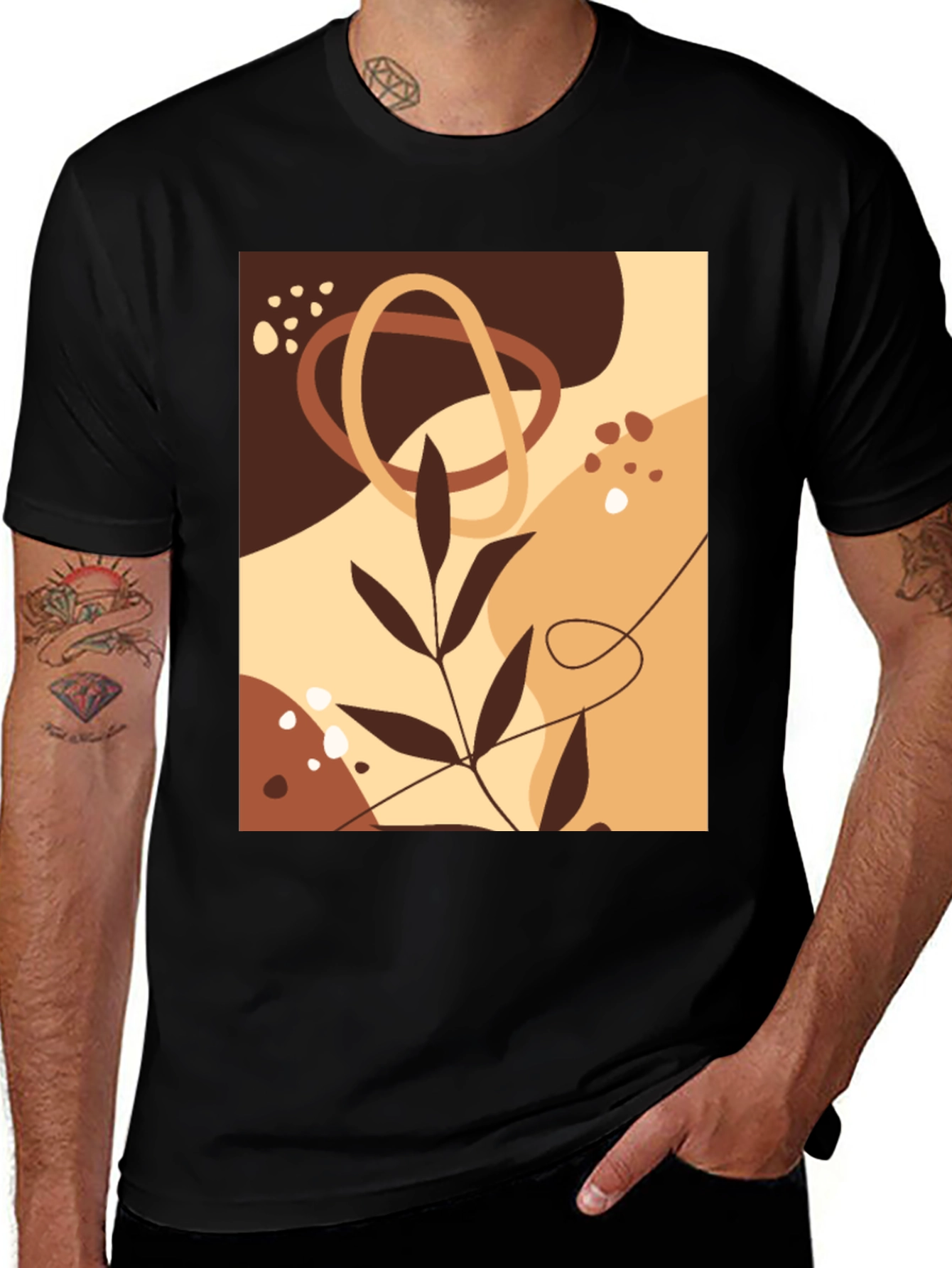 Variant 23 of Abstract Plant Graphic Black T-Shirt