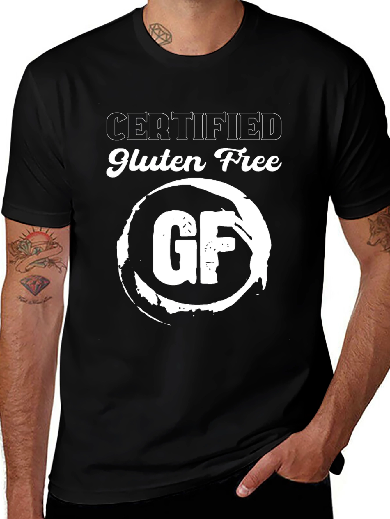 Variant 25 of Certified Gluten Free T-Shirt - Black Crew Neck Tee
