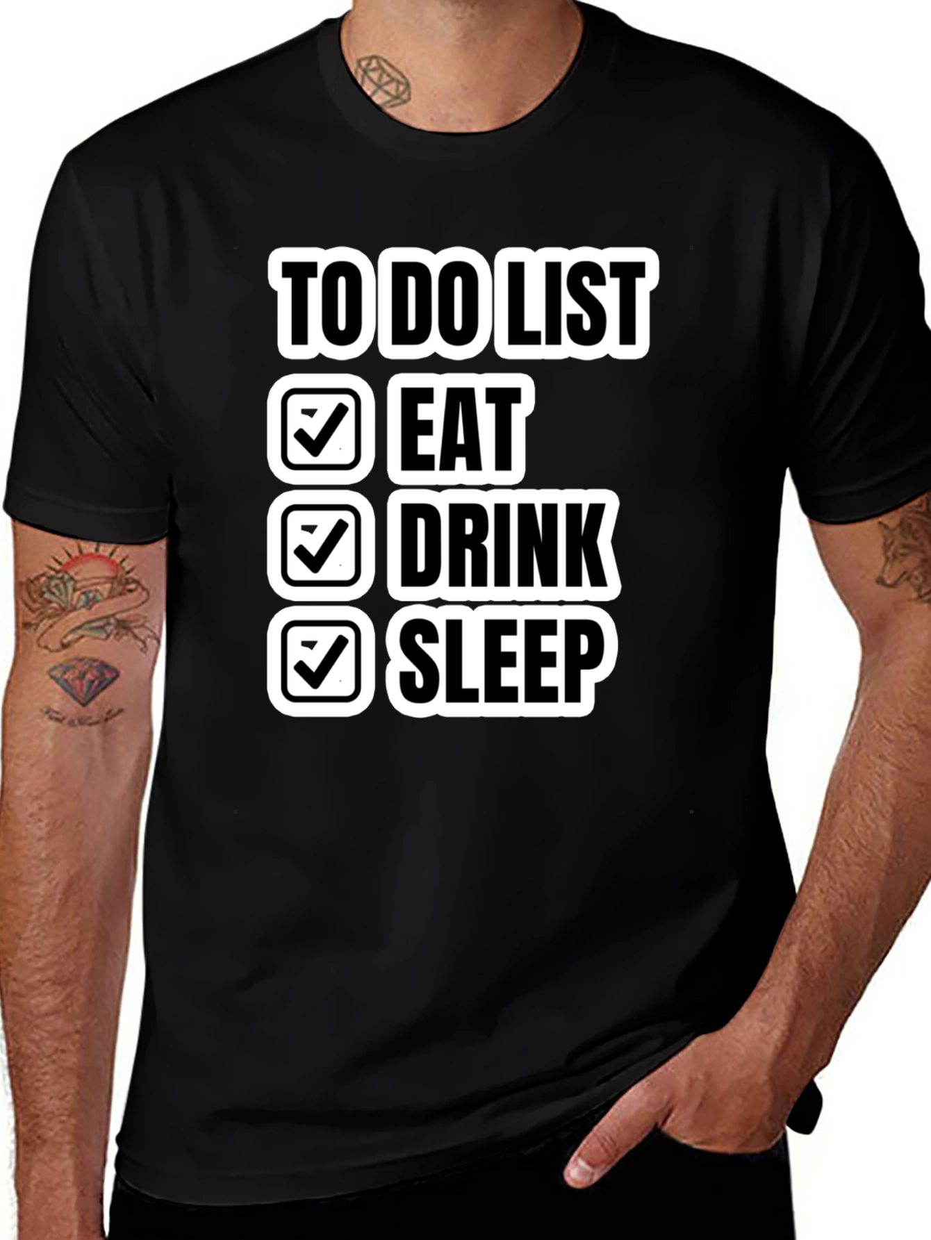 Variant 29 of To Do List Eat Drink Sleep T-Shirt - Black