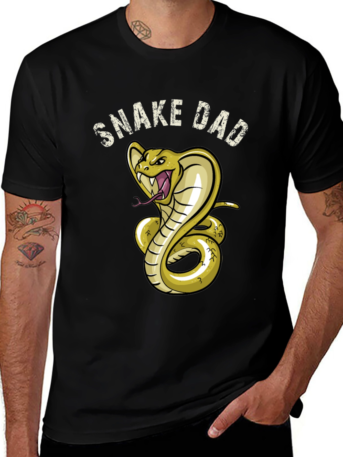 Variant 7 of Snake Dad Graphic Tee - Black Cotton T-Shirt
