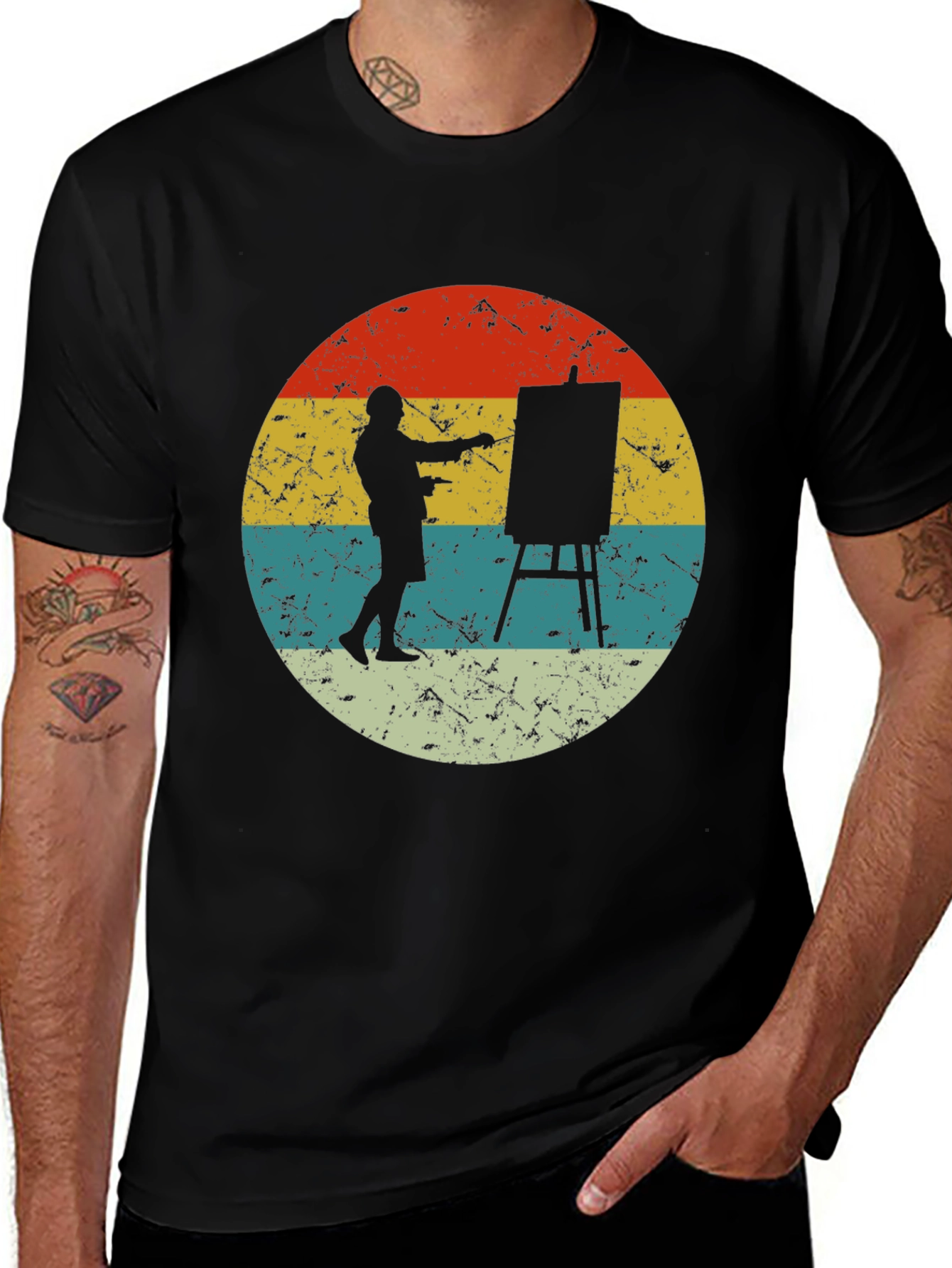 Variant 18 of Retro Painter Tee - Artist Circle Graphic T-Shirt