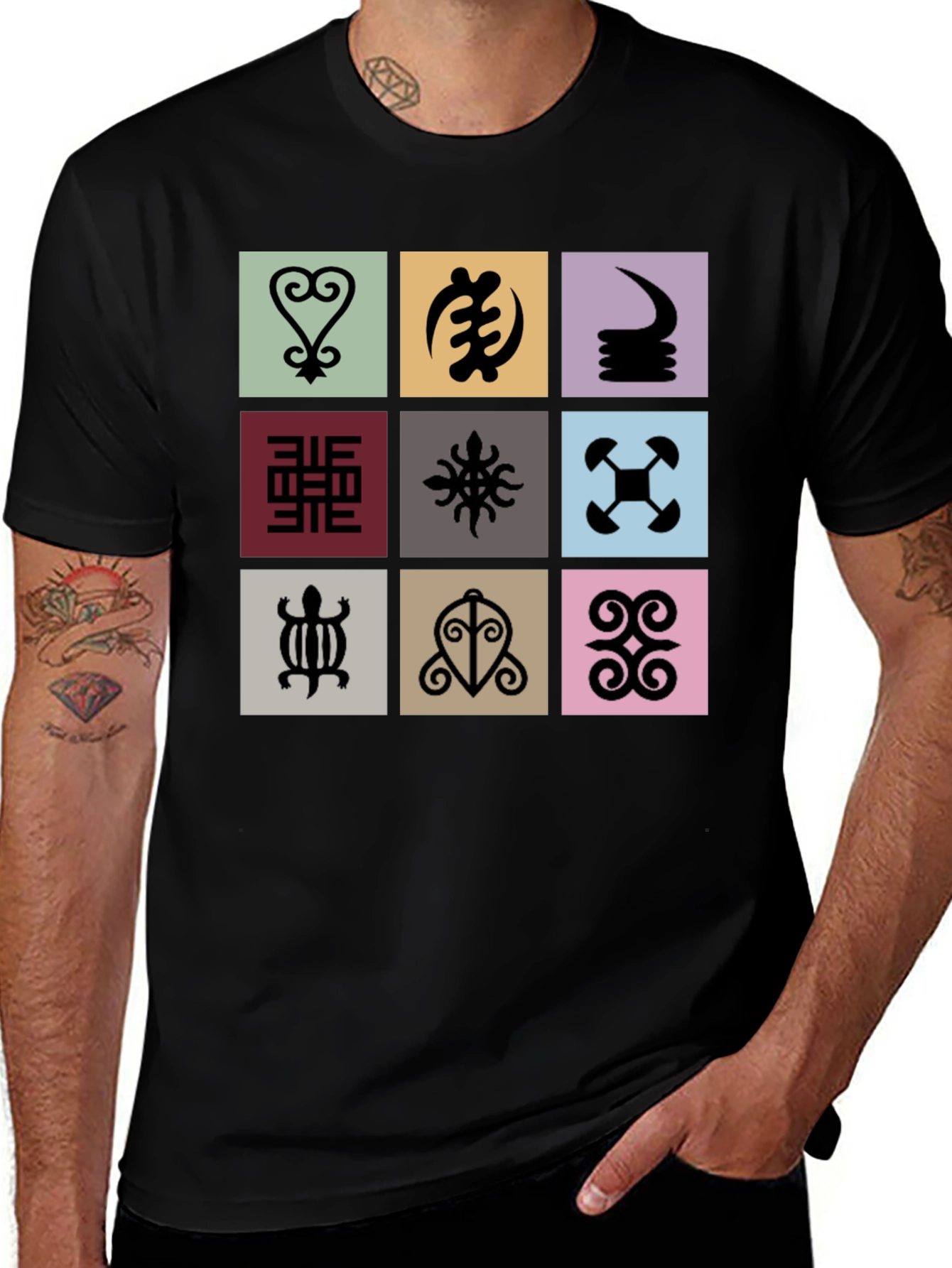 Adinkra Symbols Black T-Shirt - Cultural Graphic Tee
