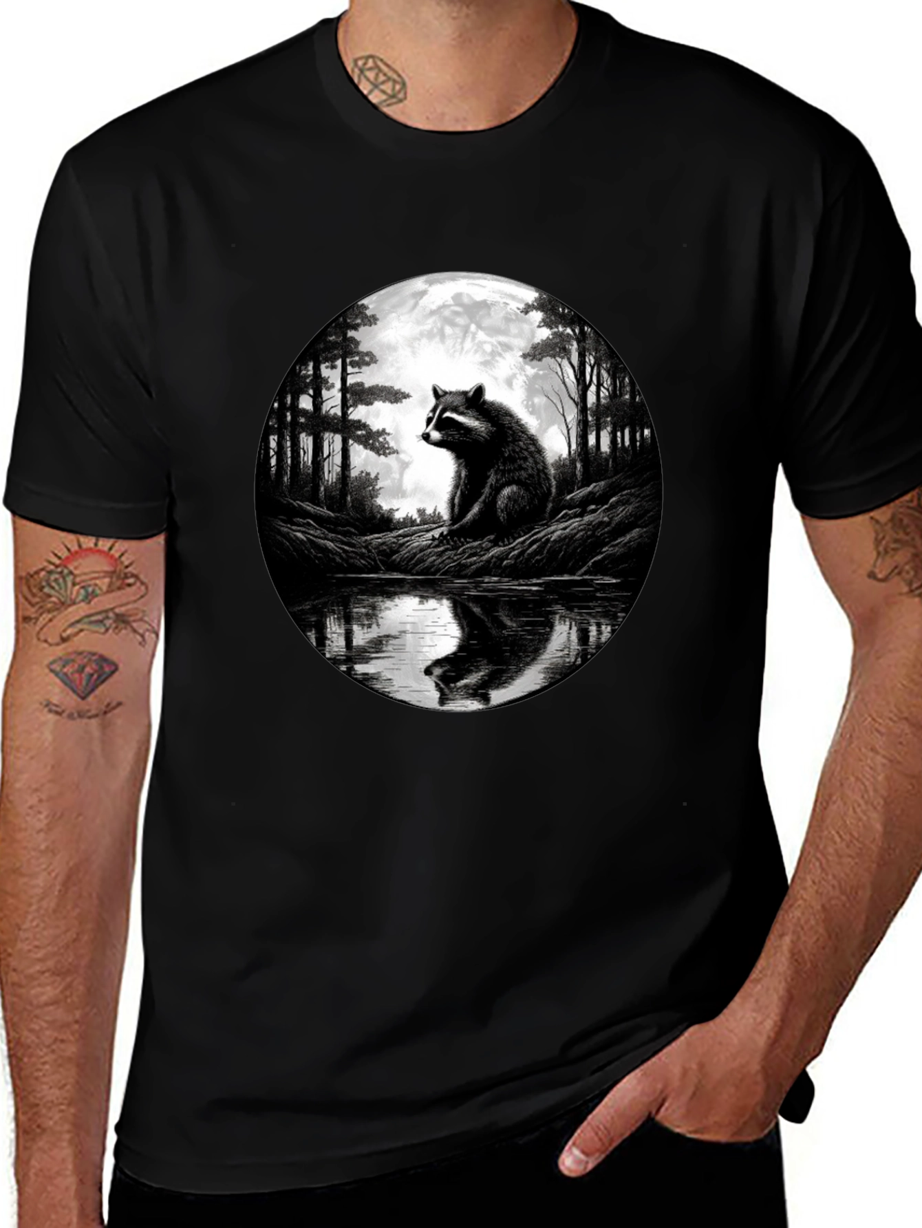 Variant 28 of Raccoon Moon T-Shirt - Nature Graphic Tee