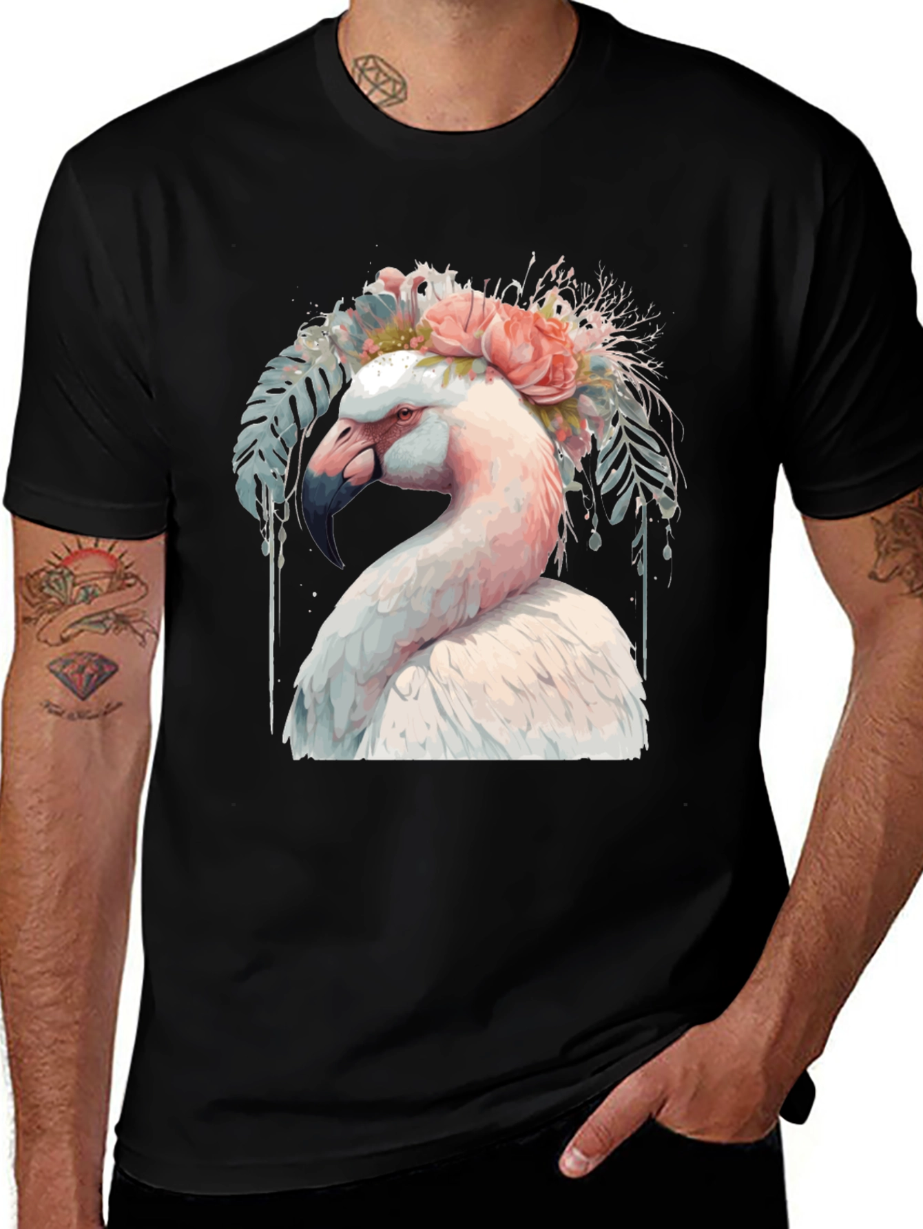 Variant 12 of Flamingo Floral T-Shirt - Unique Graphic Tee