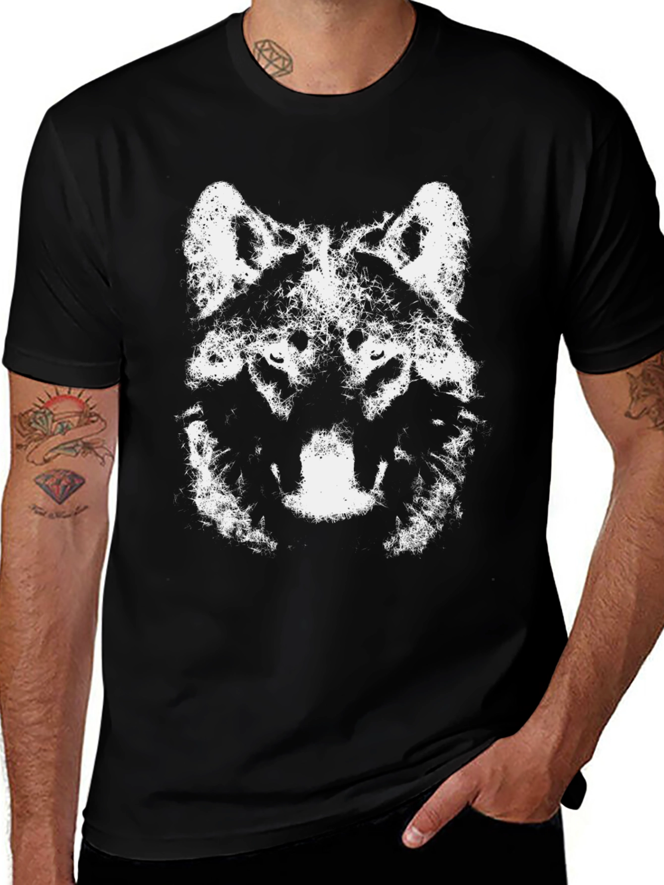 Wolf Graphic Tee - Black Cotton T-Shirt