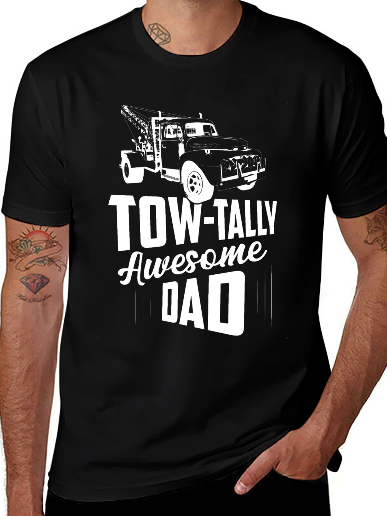 Variant 22 of Tow-Tally Awesome Dad Black Graphic T-Shirt
