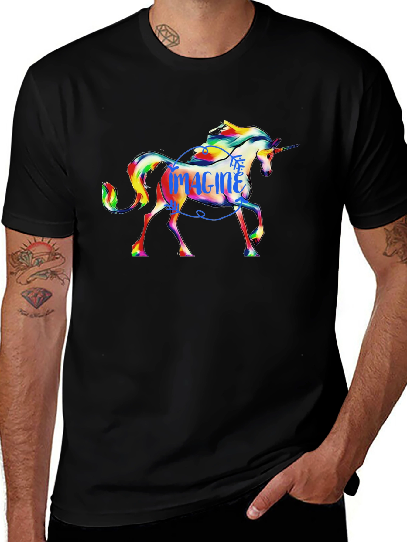 Variant 5 of Colorful Unicorn Imagine Graphic Tee