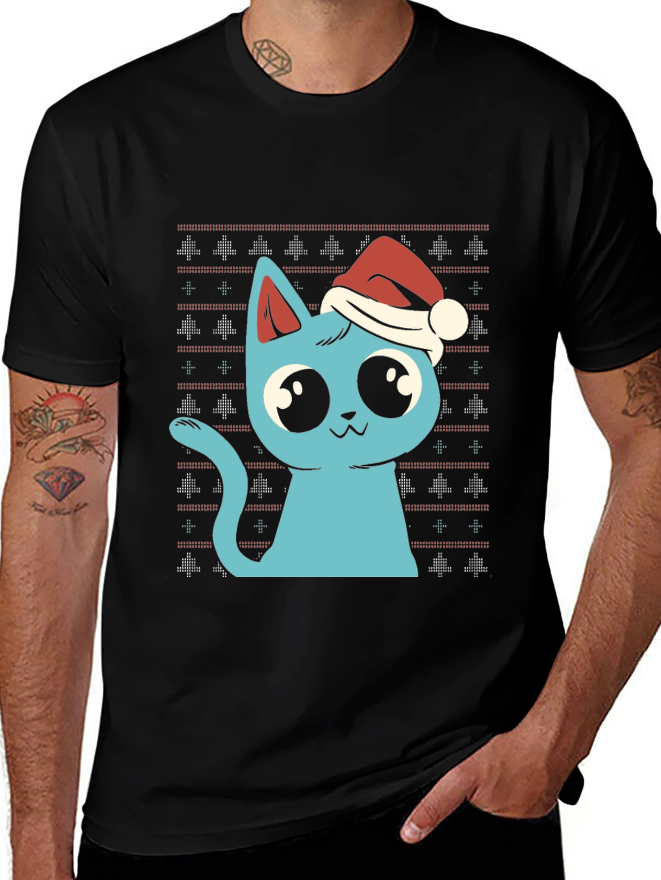 Variant 28 of Festive Cat Christmas T-Shirt