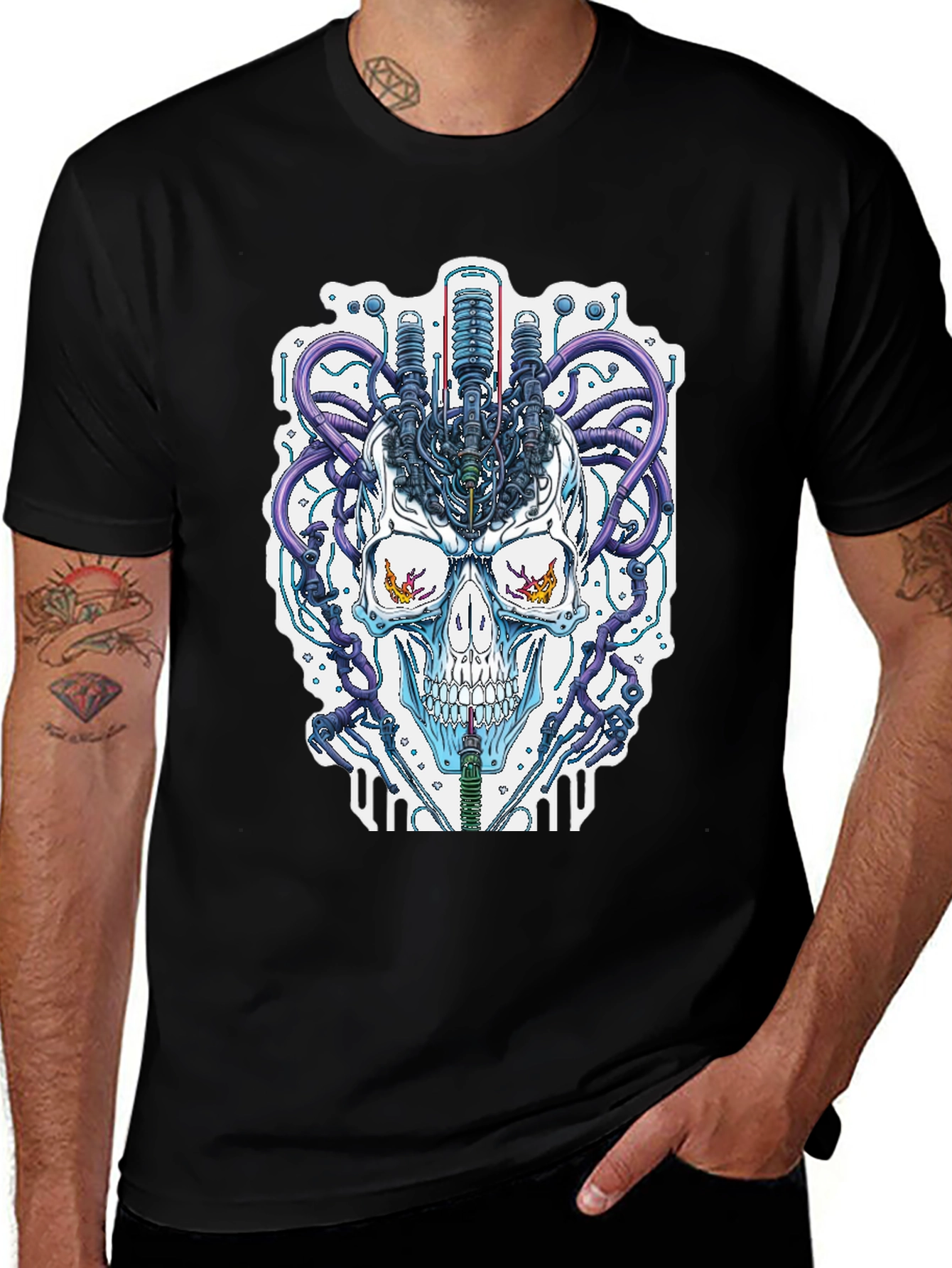 Variant 17 of Cyberpunk Skull Graphic Tee - Futuristic Design