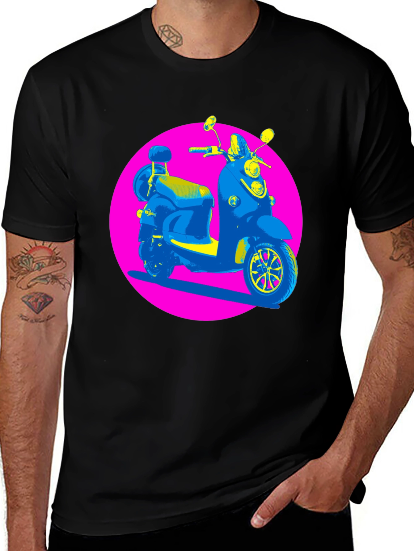 Variant 2 of Retro Scooter Graphic Tee - Vivid Print Design