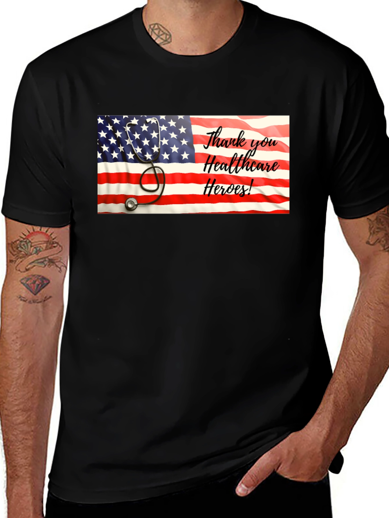Variant 20 of Healthcare Heroes USA Flag Tee