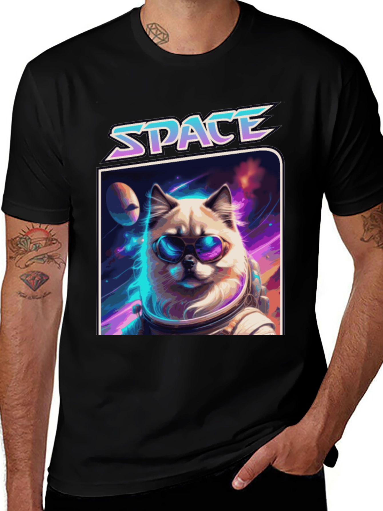 Variant 8 of Space Cat T-Shirt - Galaxy Astronaut Design