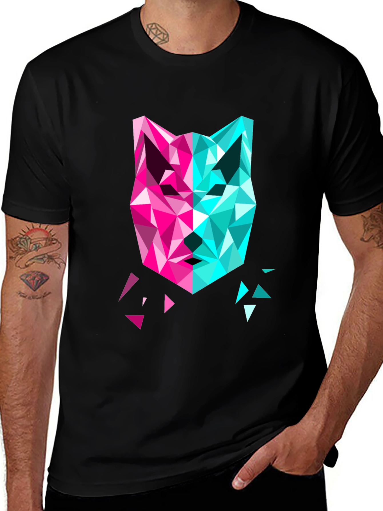 Variant 2 of Geometric Wolf Graphic Tee - Modern Art Shirt