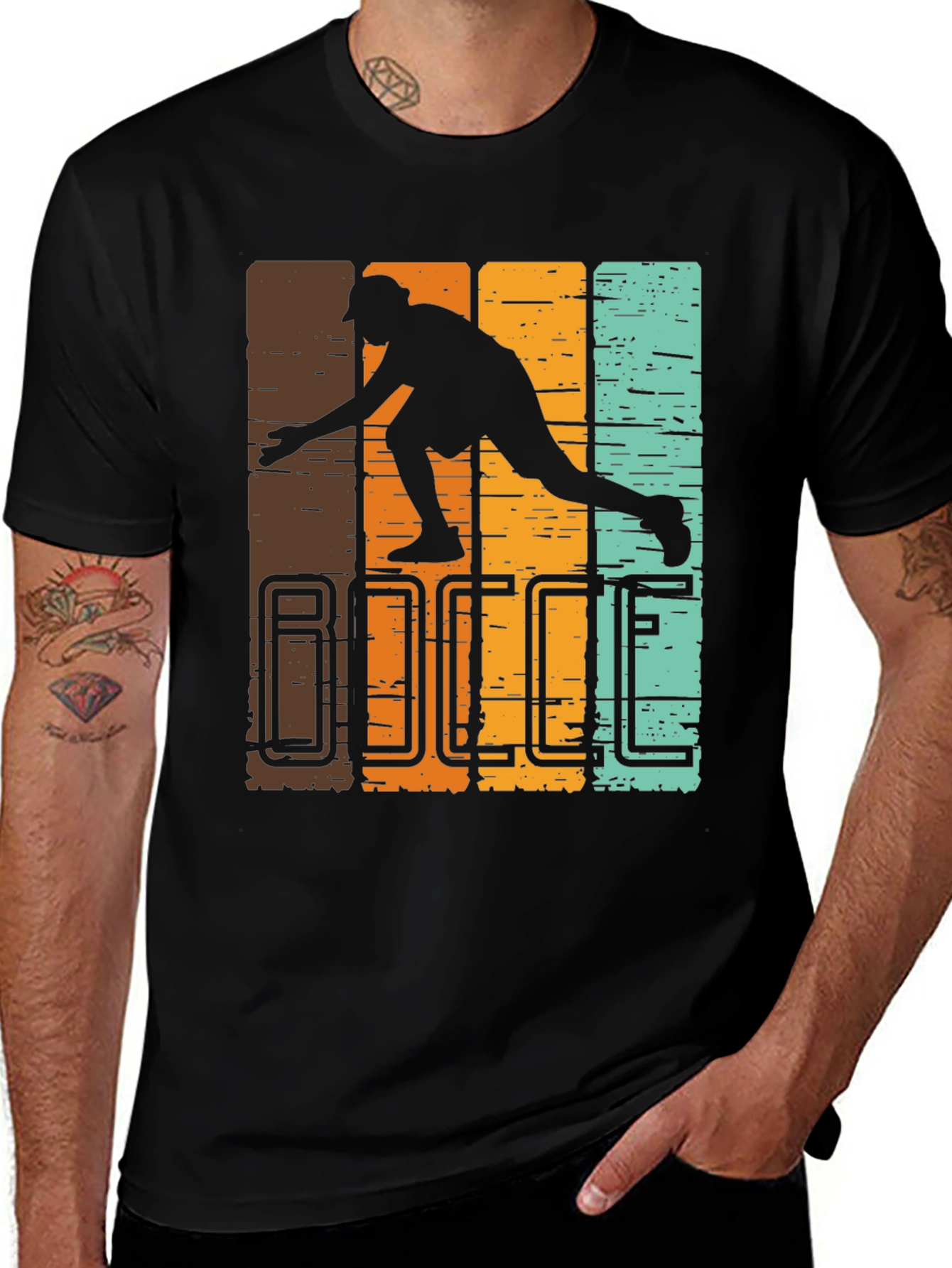 Variant 30 of Retro Bocce Player Graphic T-Shirt - Black