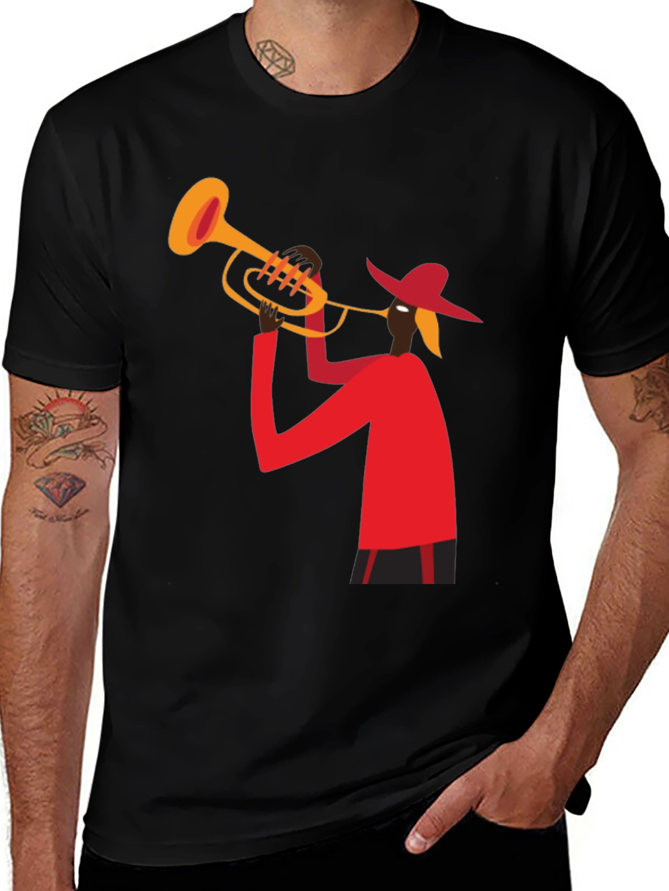 Variant 3 of Jazz Musician Graphic Tee - Black