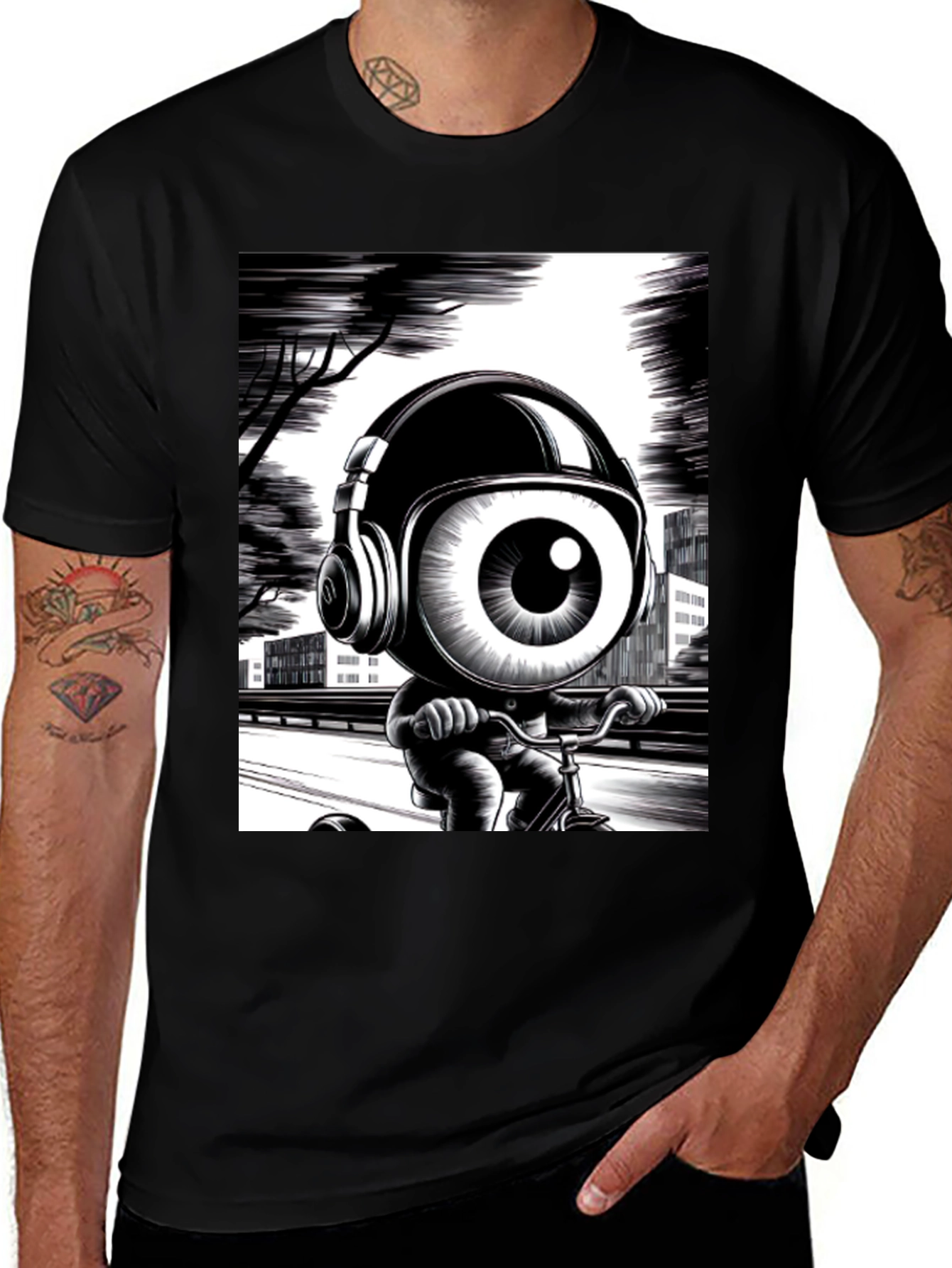 Variant 26 of Eye See You: Graphic Print Black T-Shirt