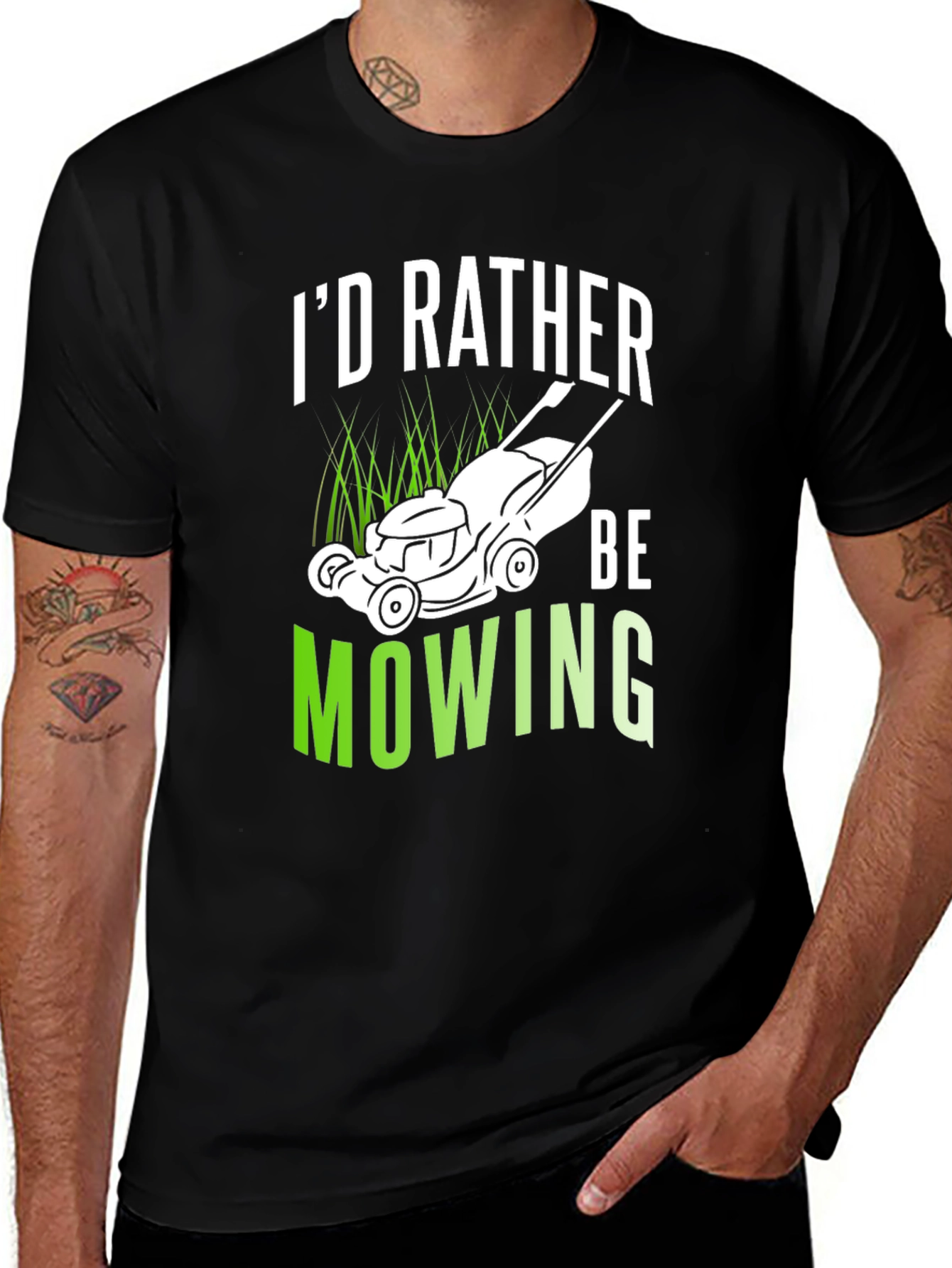 Variant 26 of I'd Rather Be Mowing T-Shirt Funny Lawn Mower Tee