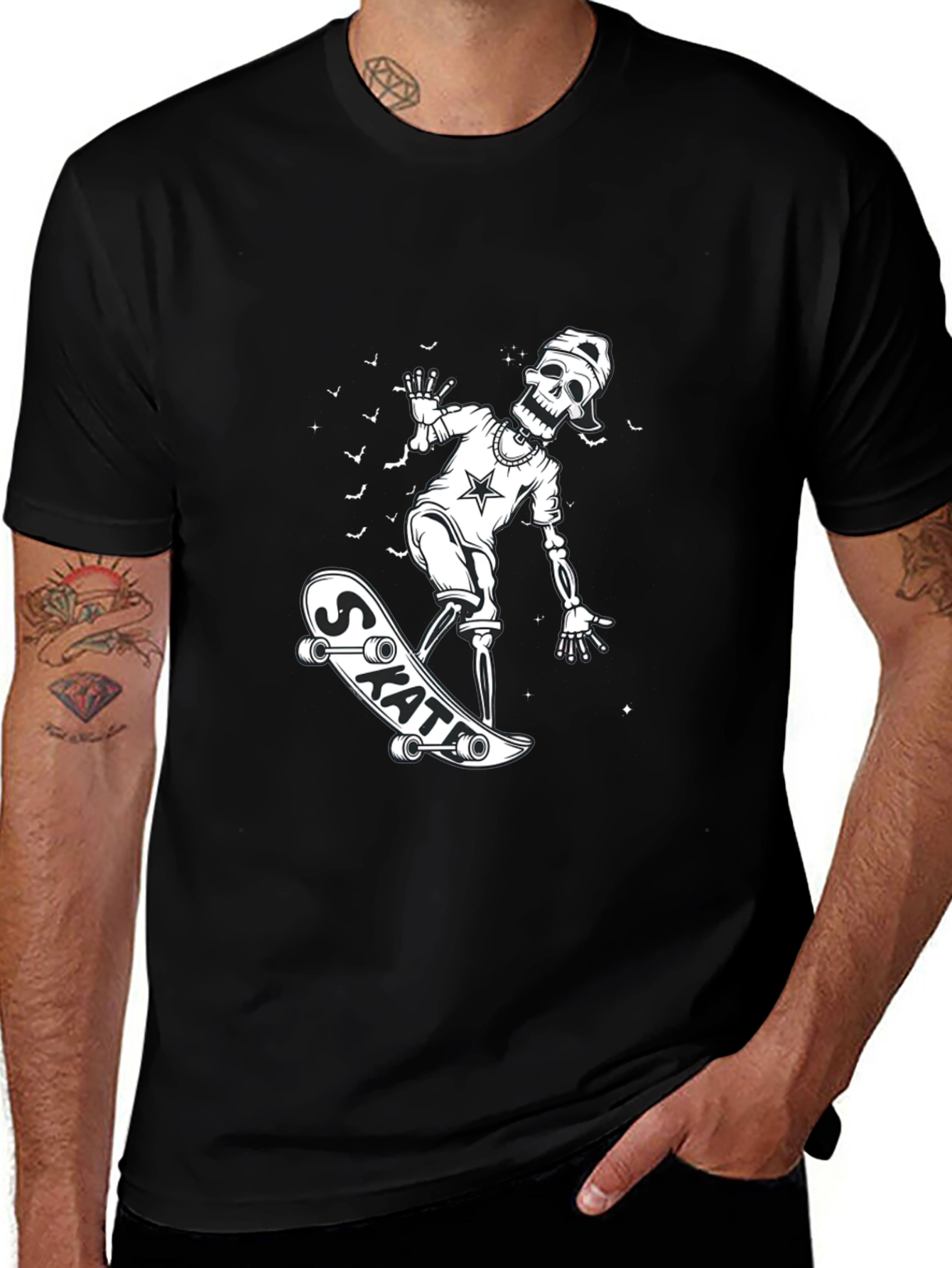 Variant 7 of Skateboarding Skeleton Graphic Tee