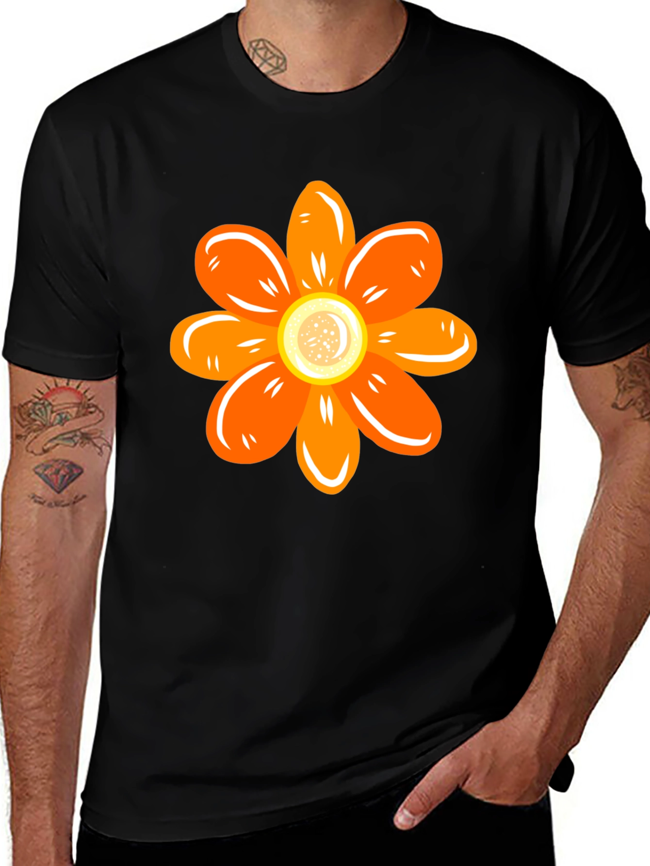 Variant 26 of Orange Flower Graphic Tee - Stylish Casual Wear