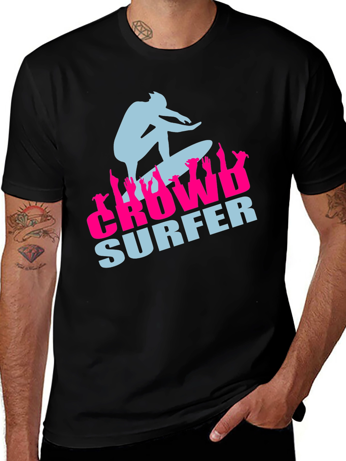 Variant 10 of Crowd Surfer Graphic Tee - Black