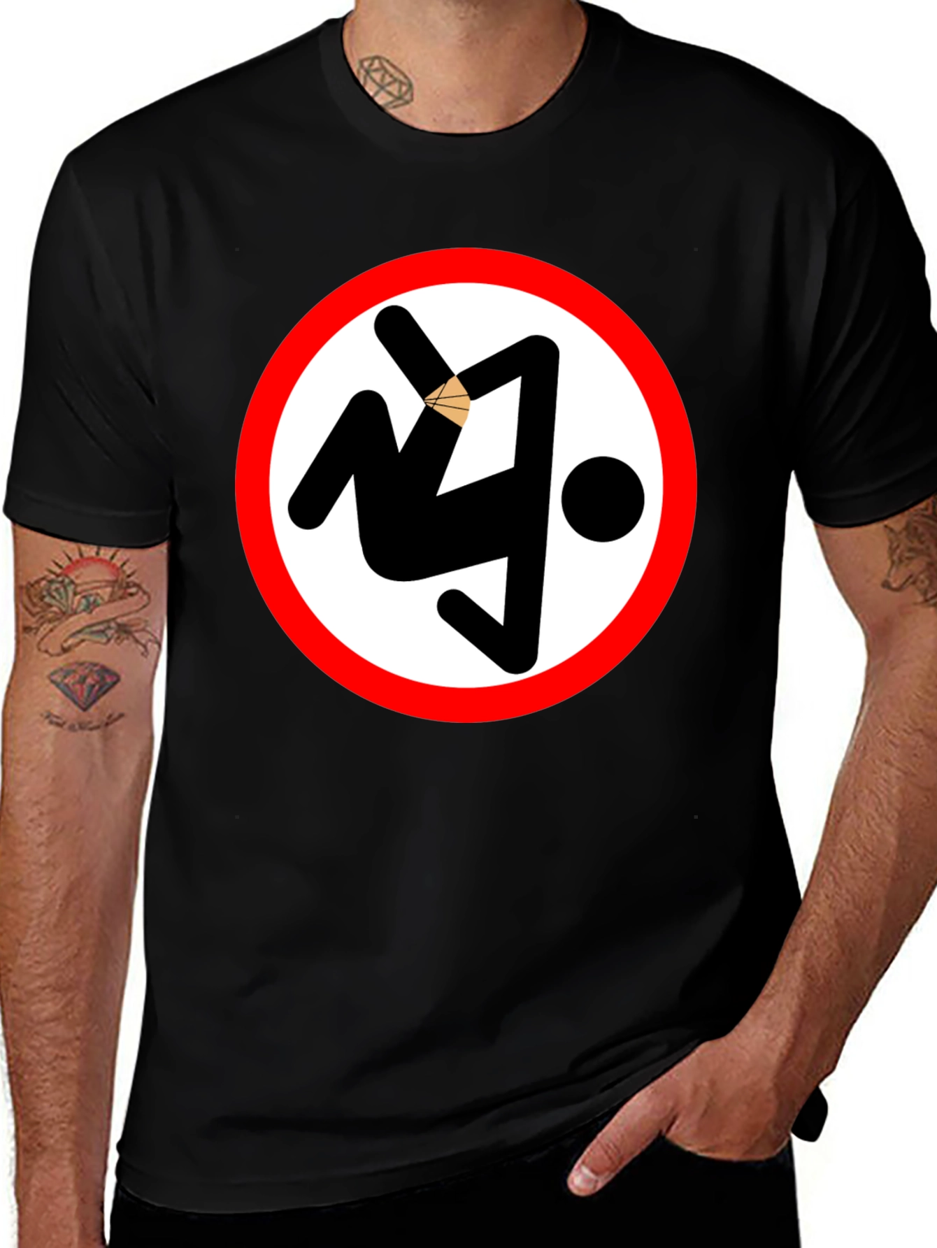 Black Anti-Woke T-Shirt: Gravity Defiance Symbol main image
