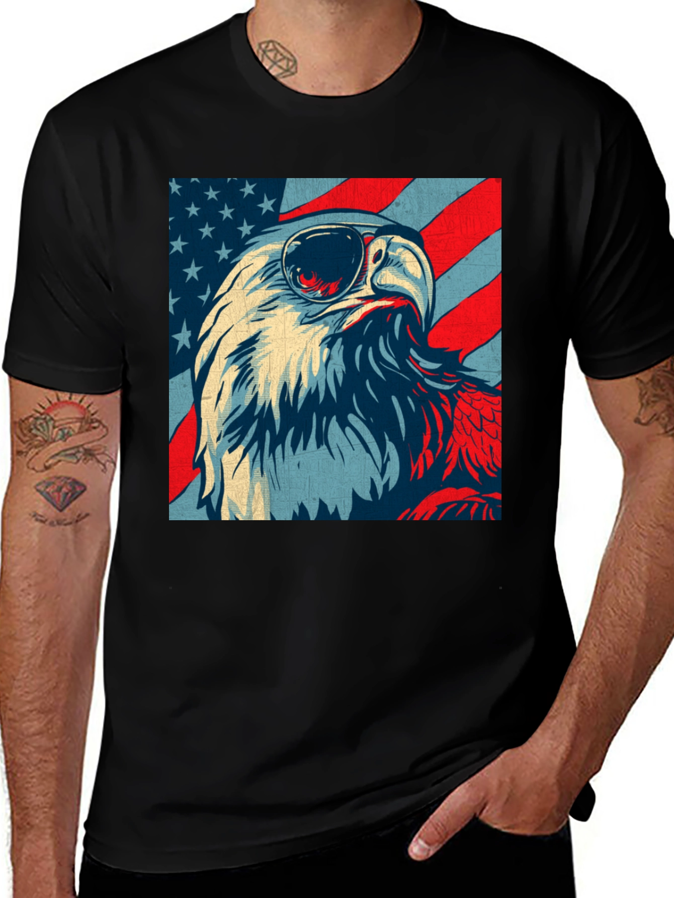 Variant 13 of Patriotic Eagle USA Flag Graphic T-Shirt