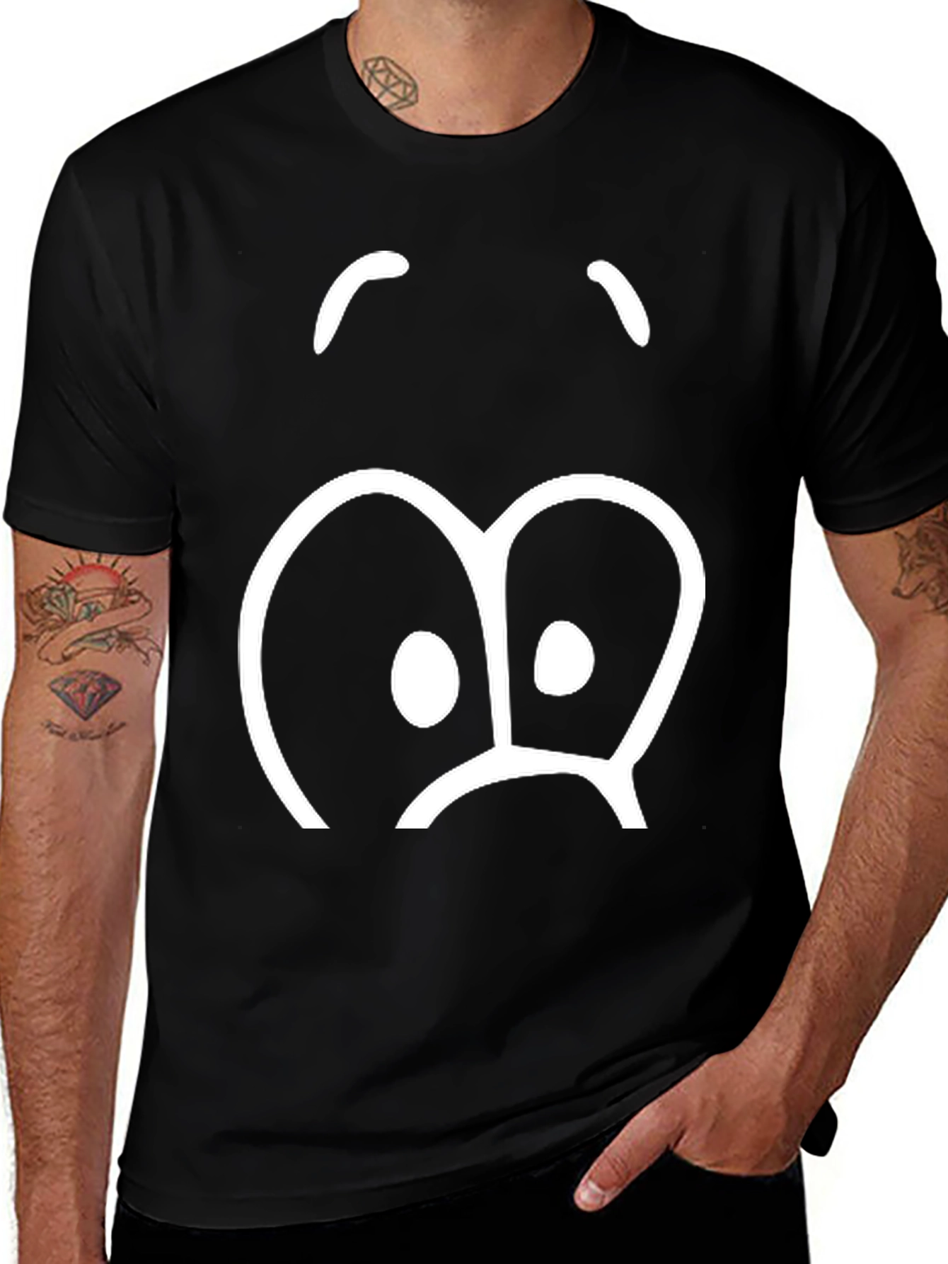 Variant 2 of Funny Sad Face Graphic Print T-Shirt