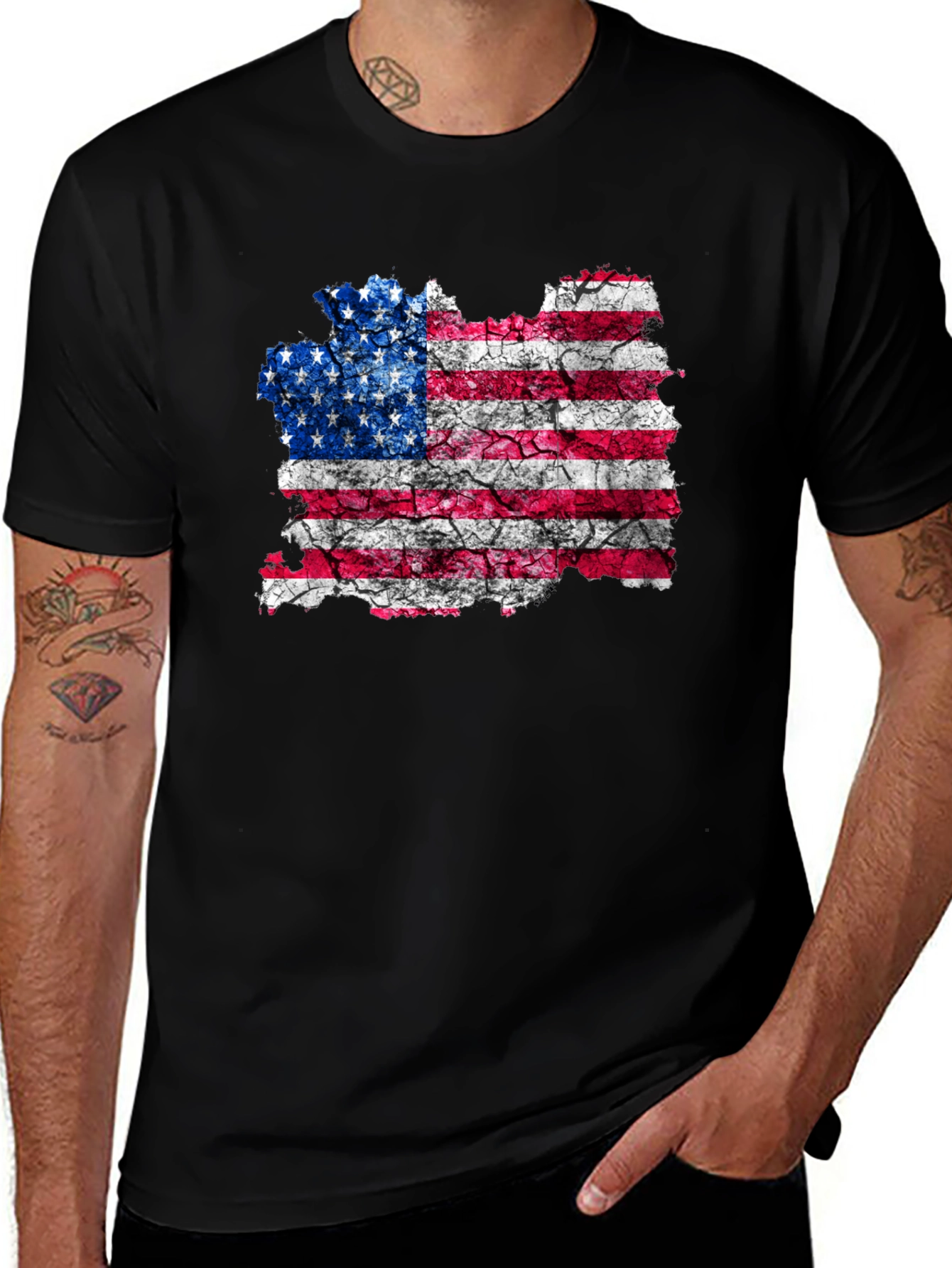 Variant 14 of USA Flag Distressed Graphic T-Shirt