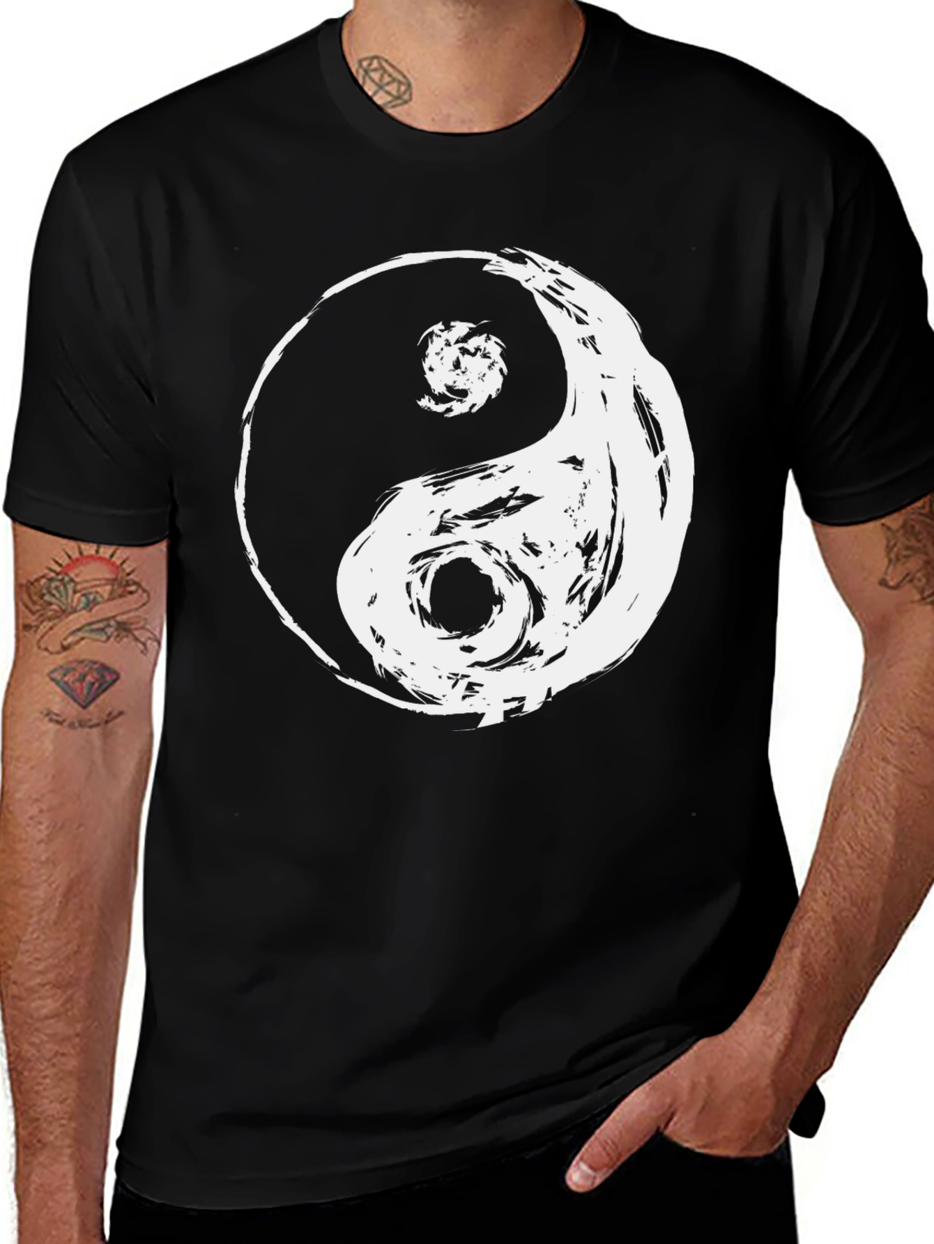 Black Yin Yang Graphic Tee - Men's Black T-Shirt main image